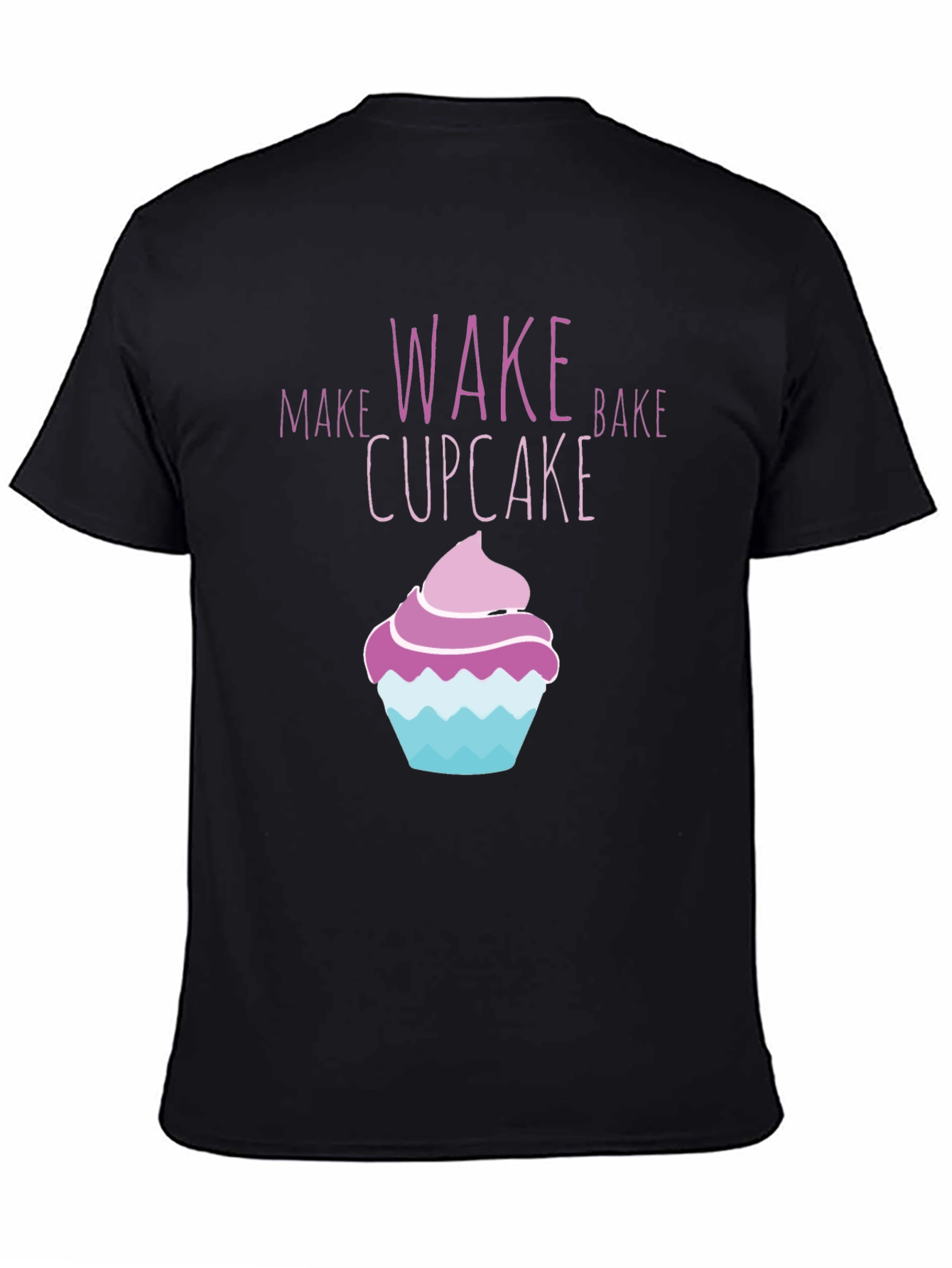 Wake Bake Cupcake Graphic T-Shirt - Black