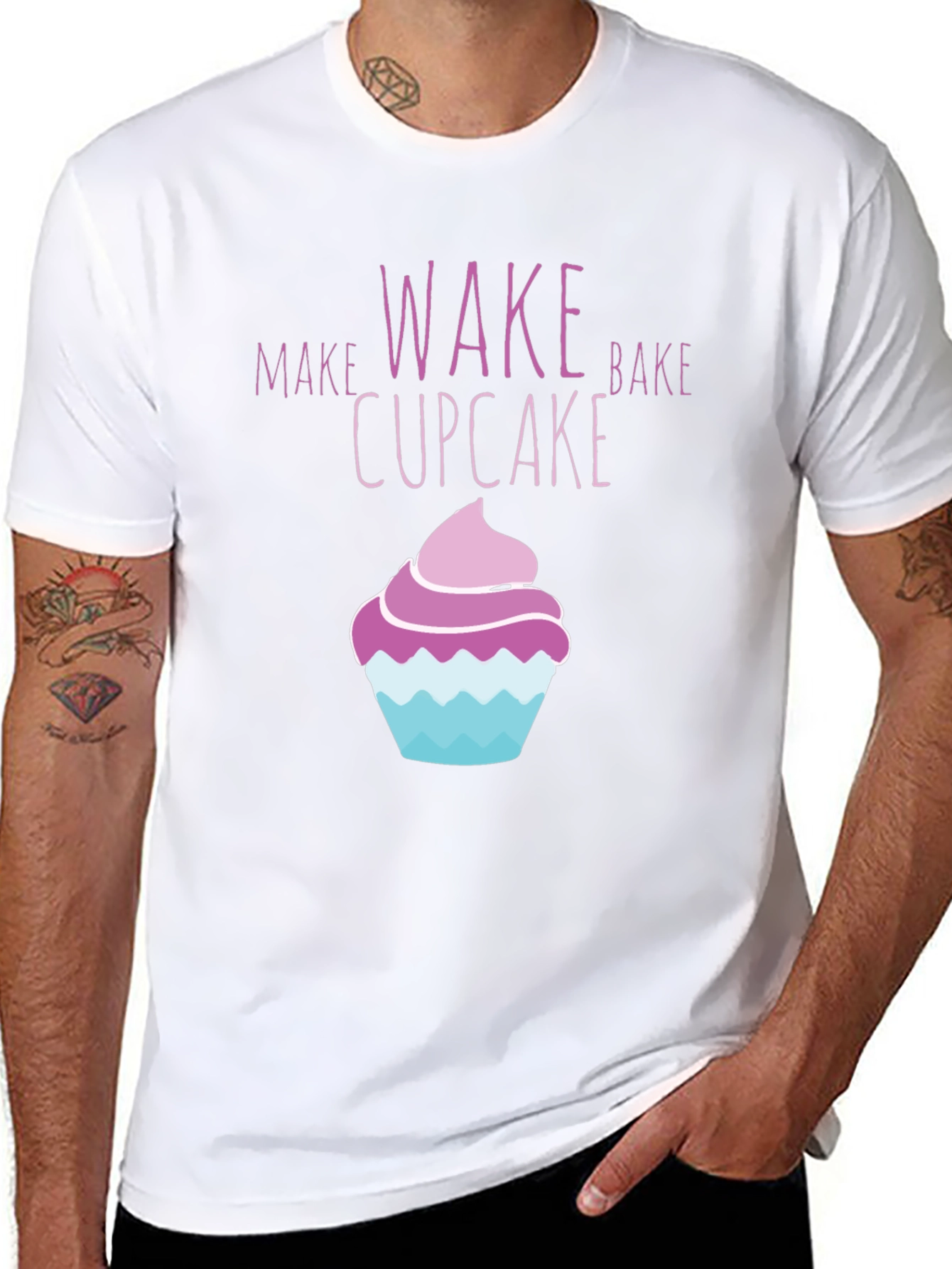 Wake Bake Cupcake Graphic T-Shirt - Black