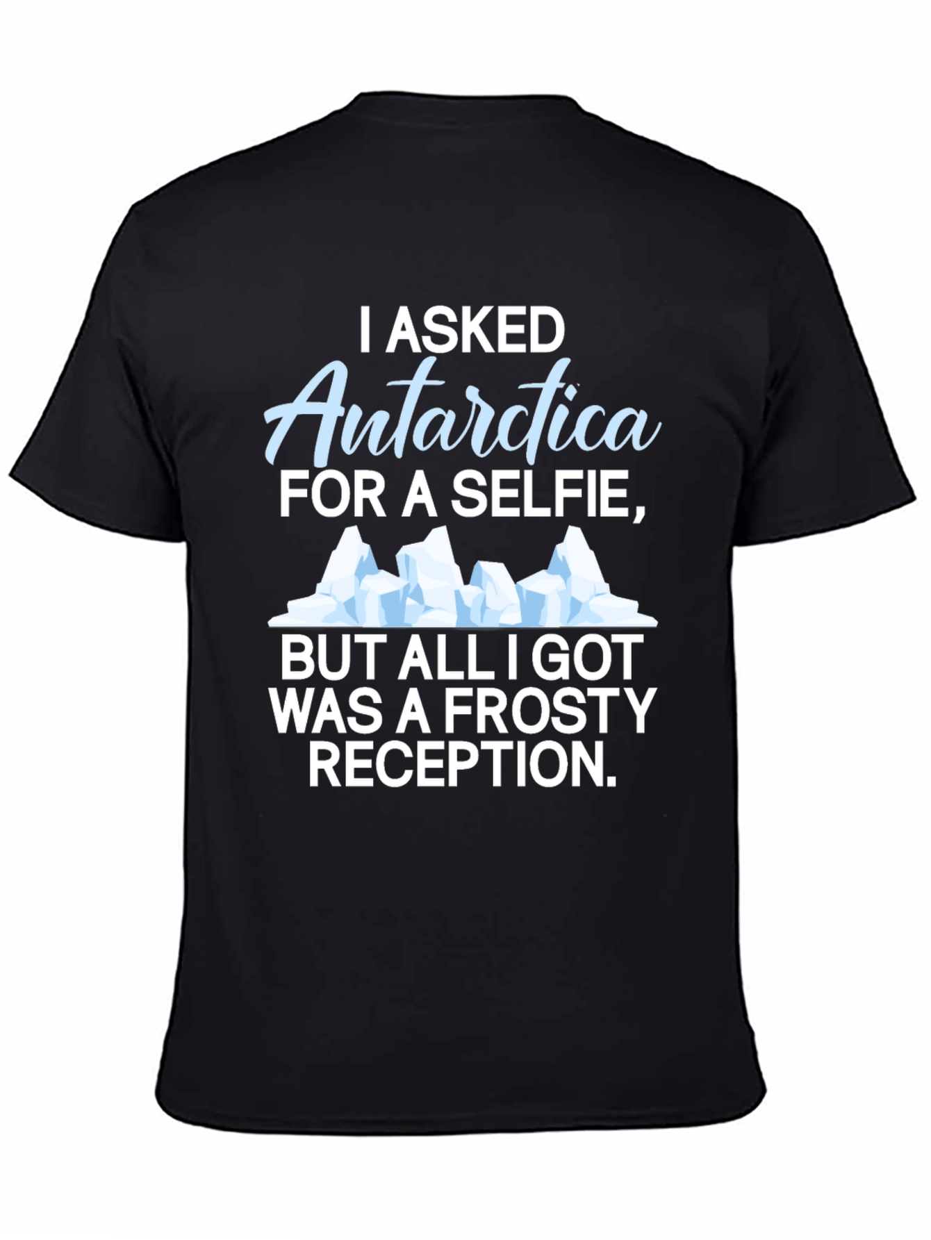 Antarctica Selfie Graphic T-Shirt - Humorous Black Tee