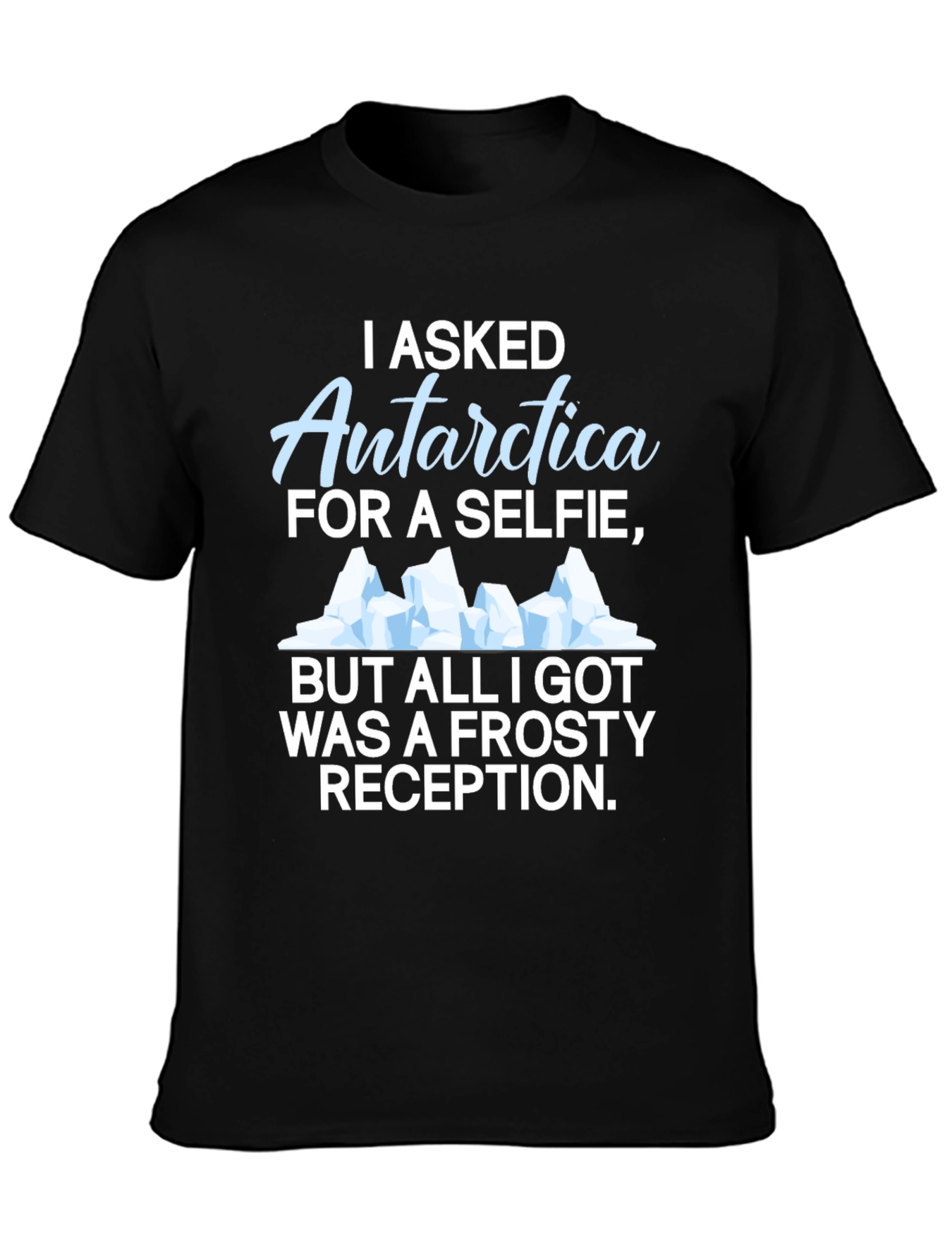 Antarctica Selfie Graphic T-Shirt - Humorous Black Tee