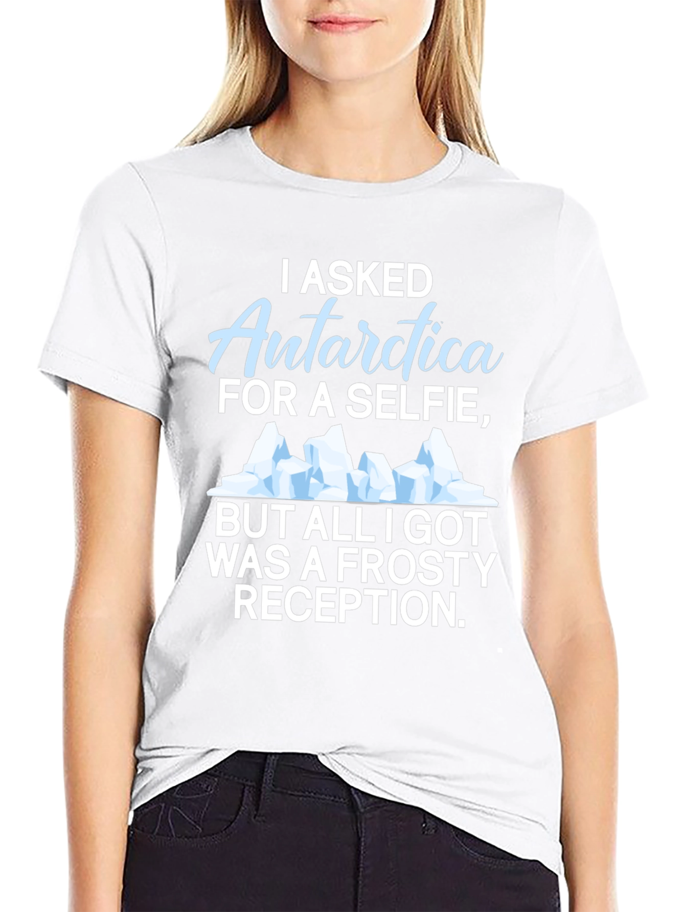 Antarctica Selfie Graphic T-Shirt - Humorous Black Tee