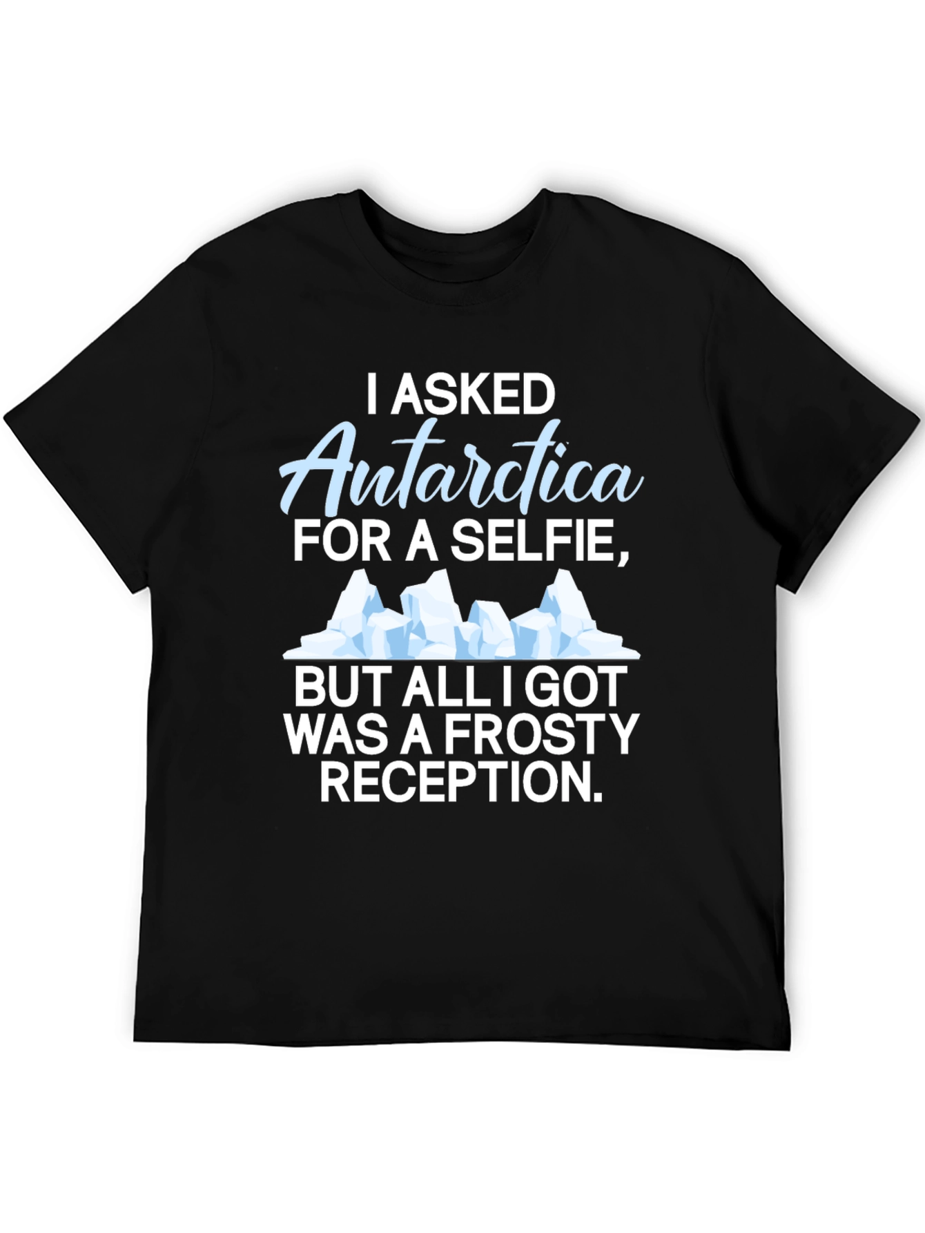 Antarctica Selfie Graphic T-Shirt - Humorous Black Tee
