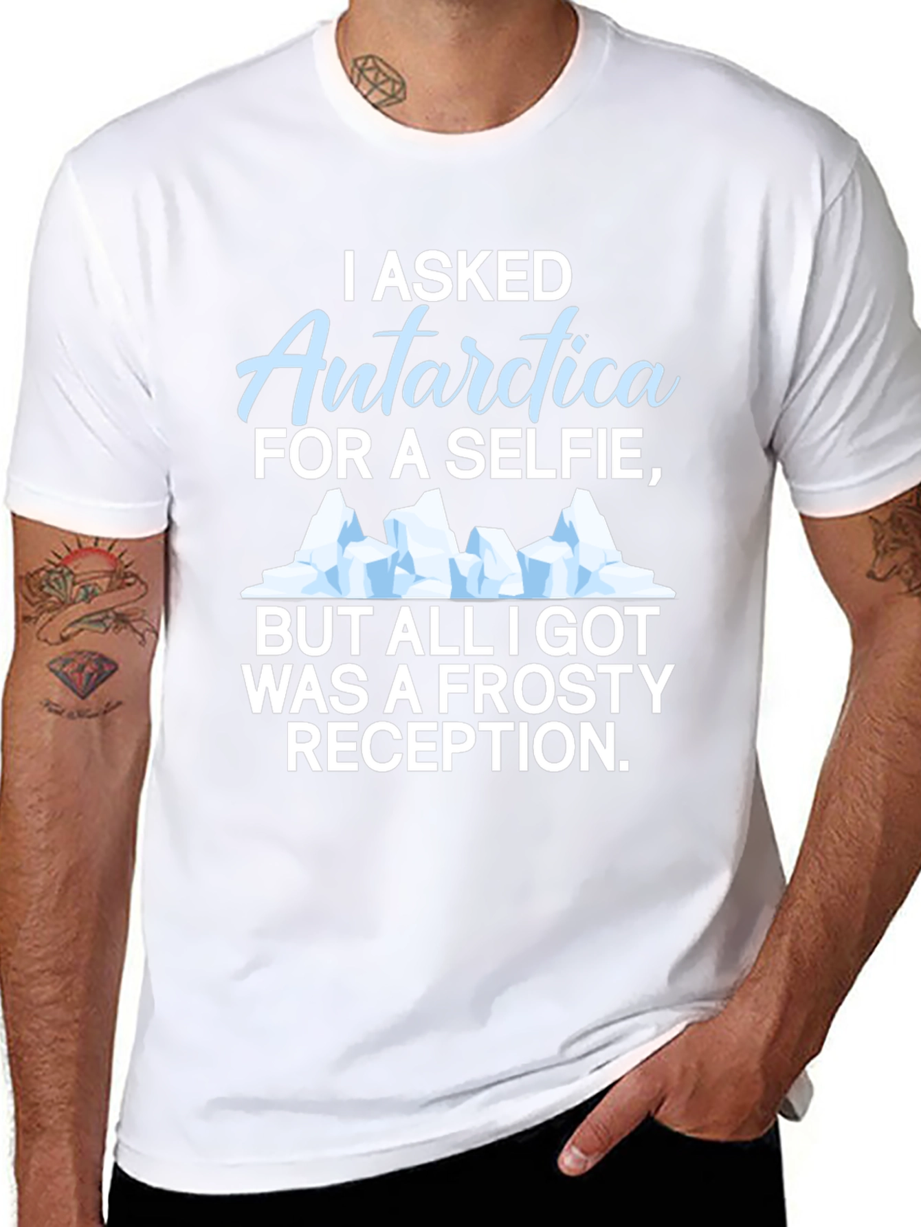 Antarctica Selfie Graphic T-Shirt - Humorous Black Tee