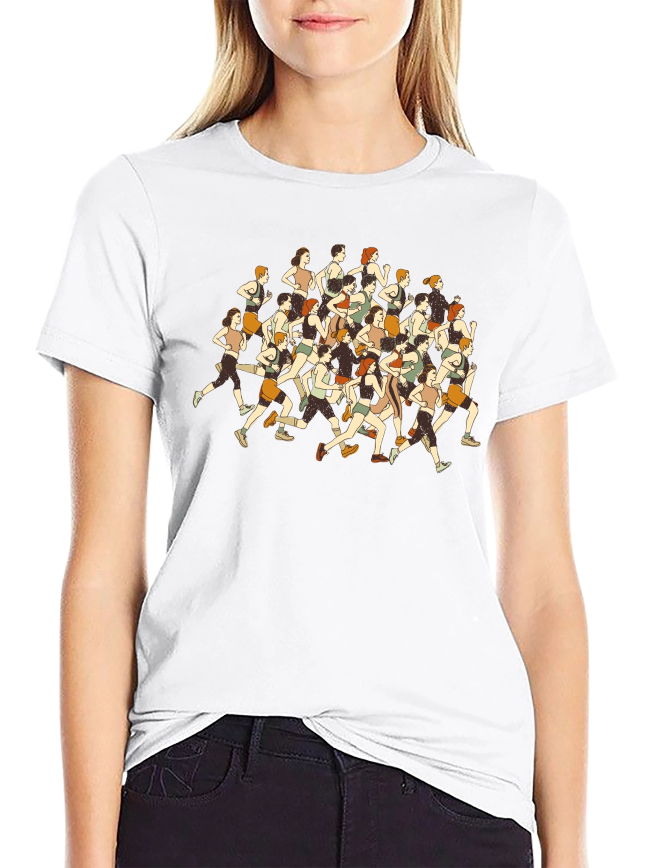 Women Runners Graphic Tee - Sporty Black T-Shirt