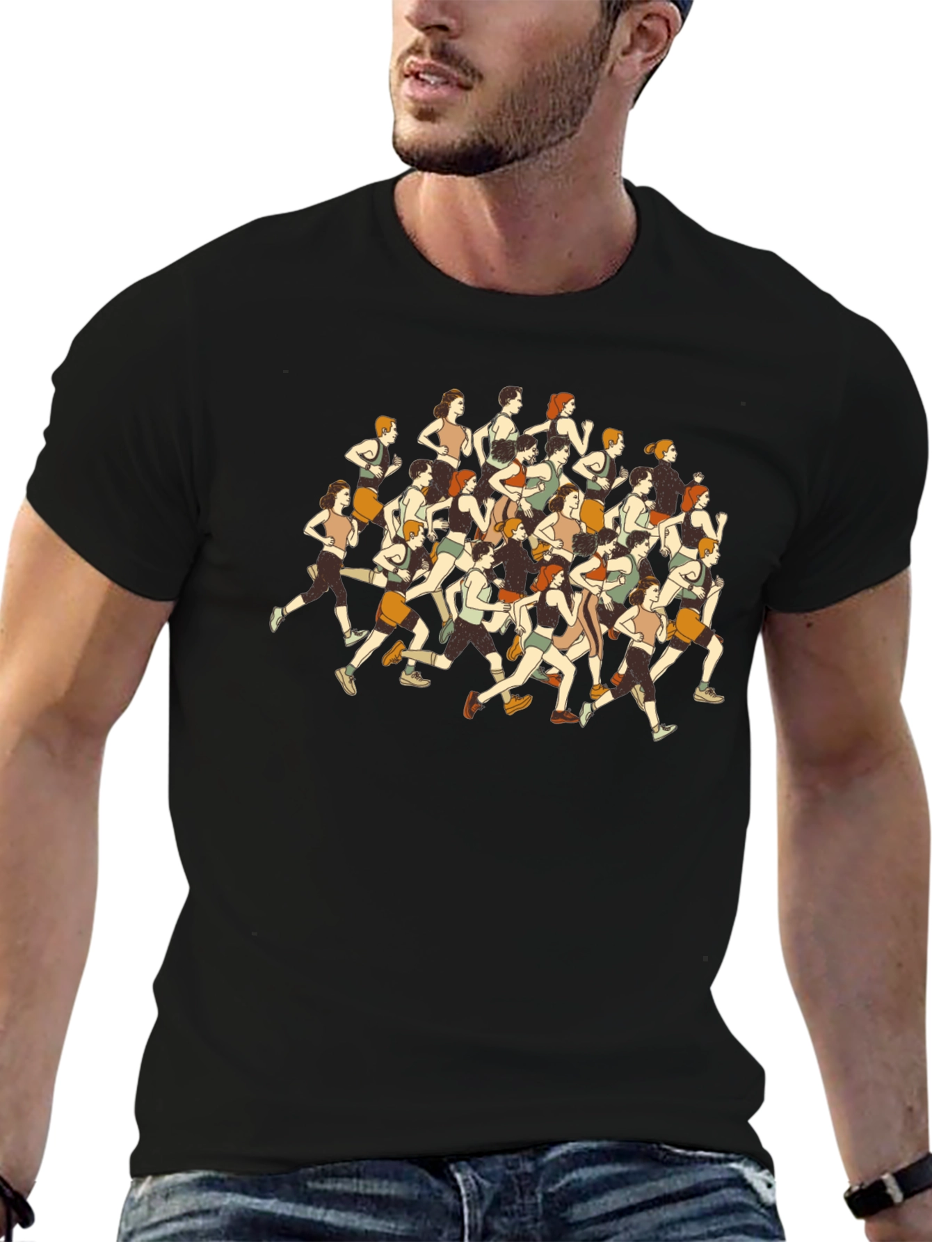 Women Runners Graphic Tee - Sporty Black T-Shirt