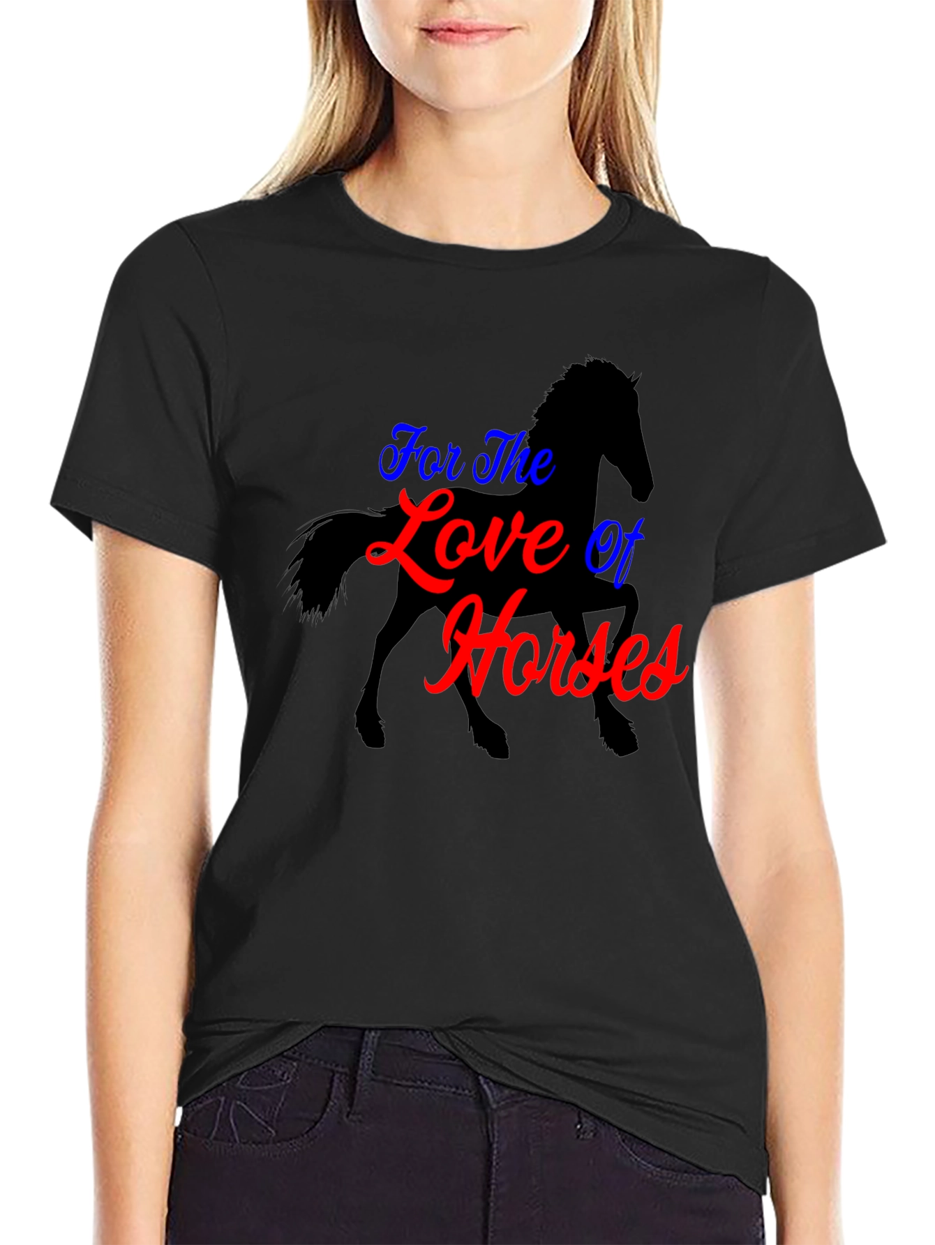 For the Love of Horses Black T-Shirt