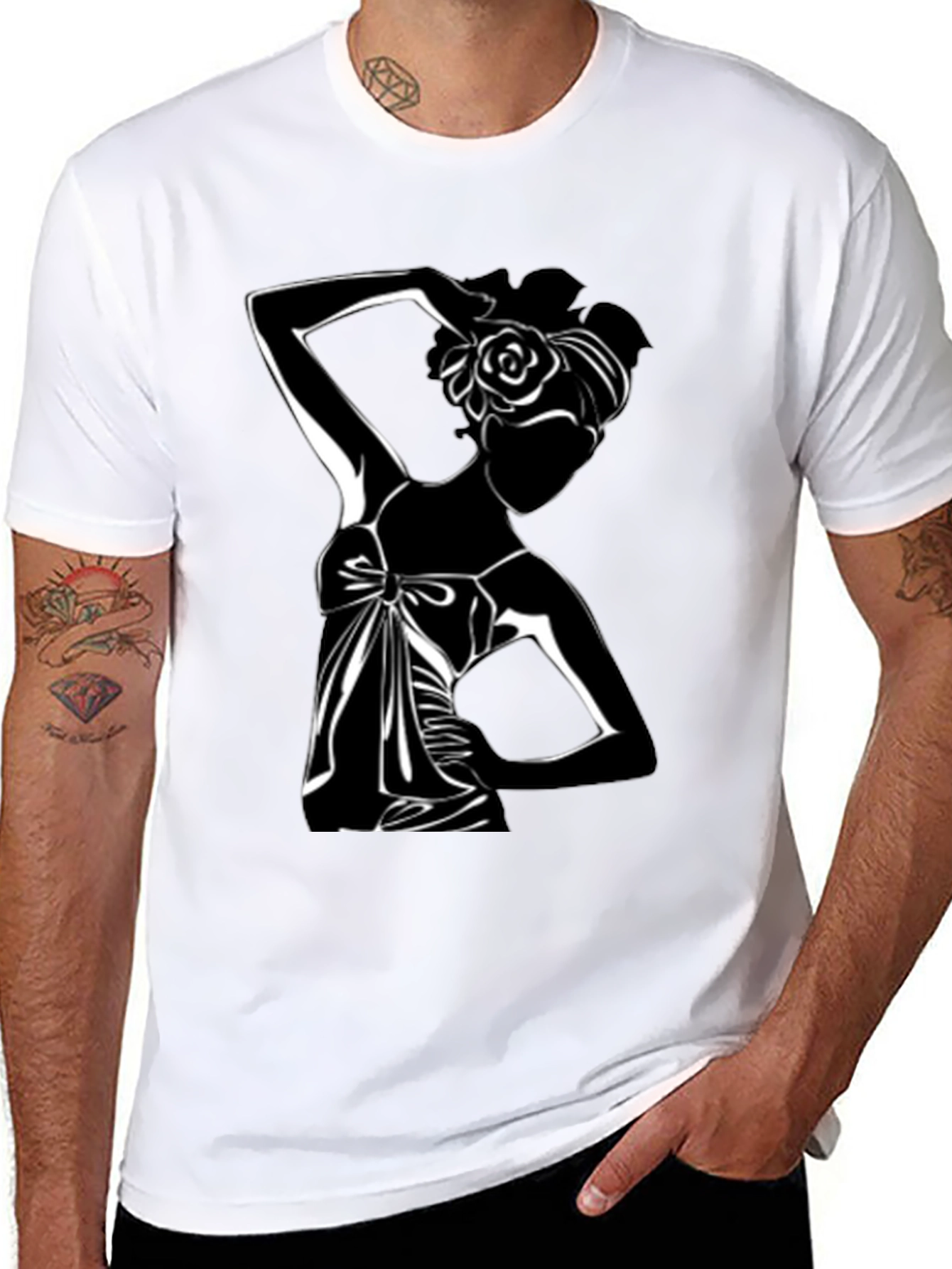 Elegant Silhouette Tee - Stylish Black Graphic T-Shirt