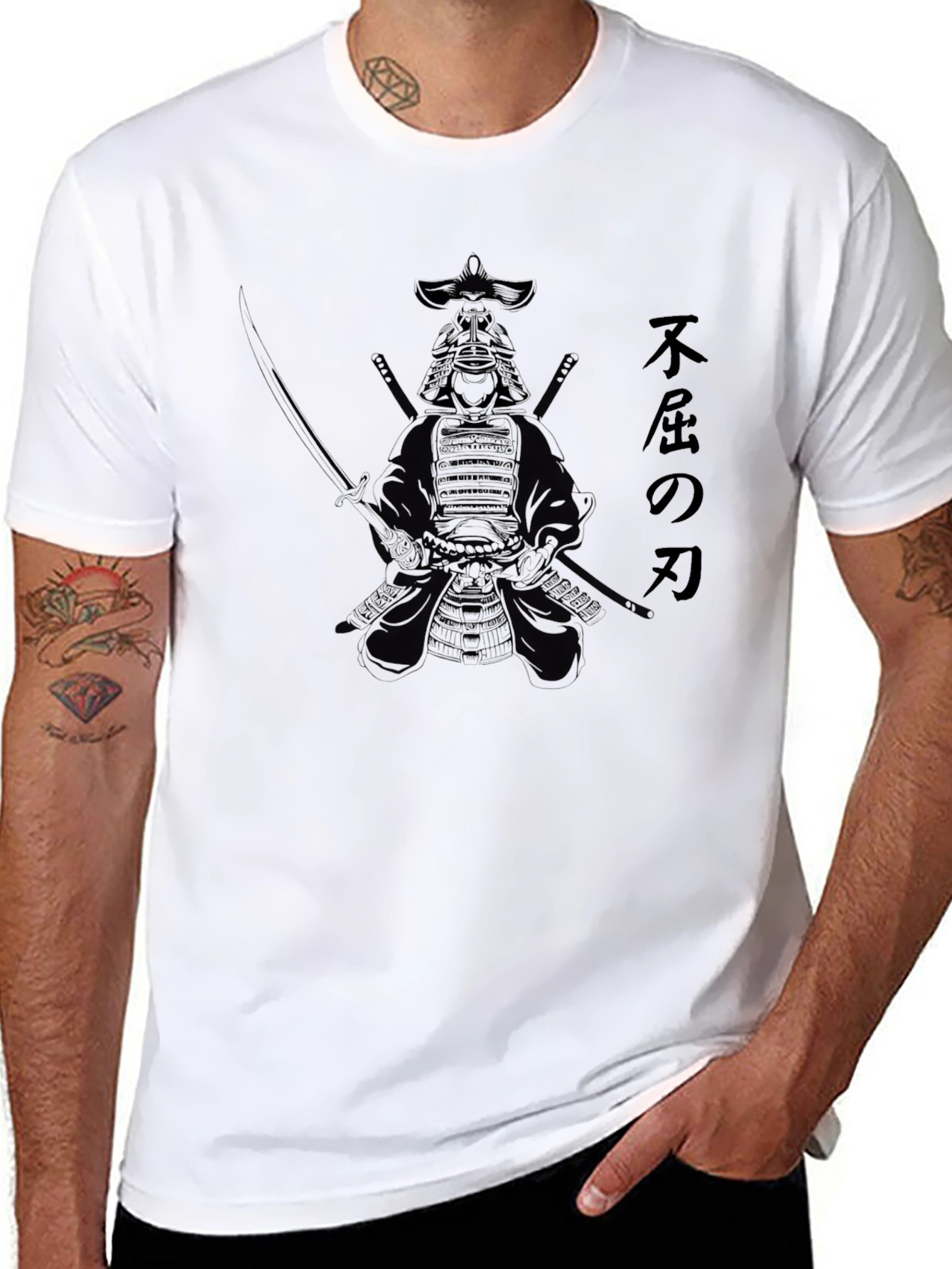 Samurai Graphic T-Shirt - Black Cotton Blend