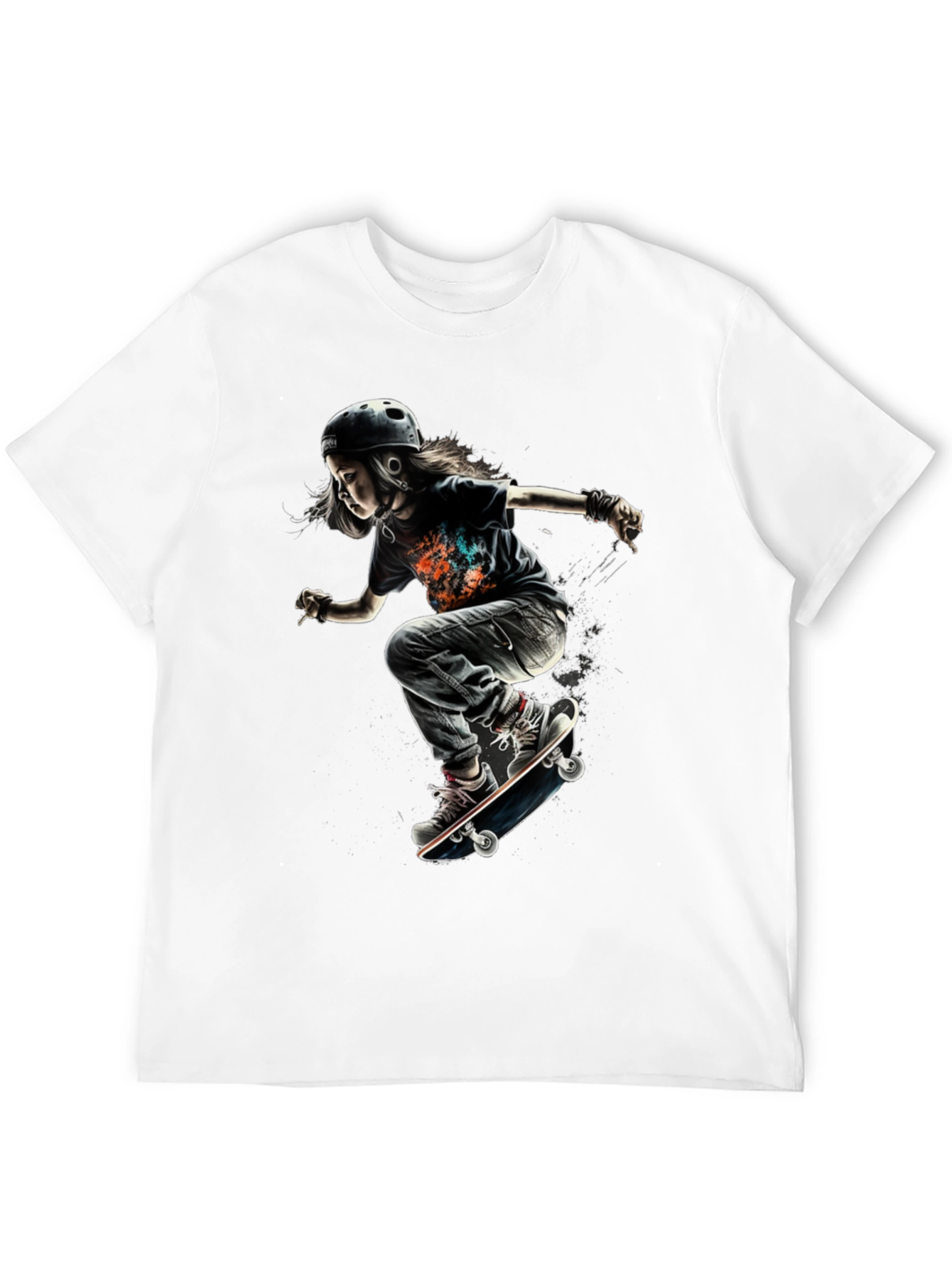 Skateboarding Kid Graphic Tee - Cool Black T-Shirt