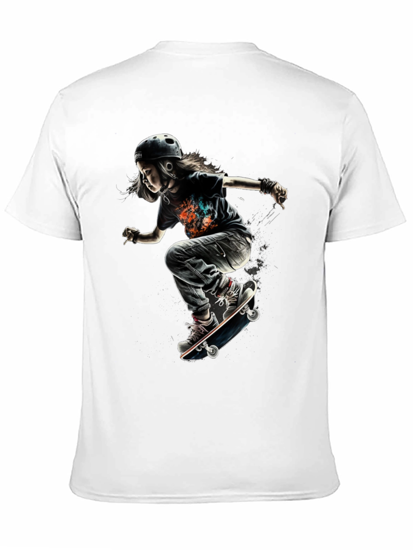 Skateboarding Kid Graphic Tee - Cool Black T-Shirt
