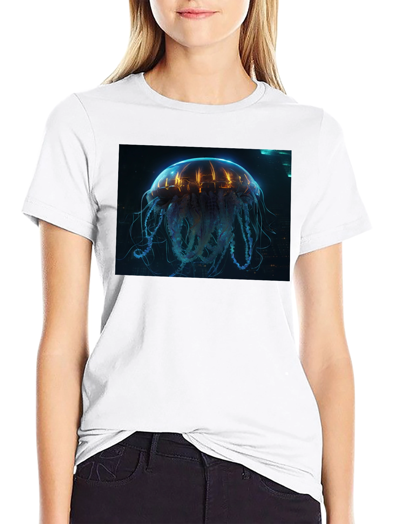 Cyberpunk Jellyfish Graphic Tee - Sci-Fi Style Shirt