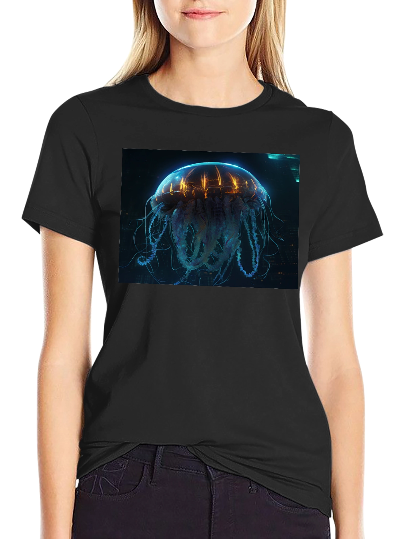 Cyberpunk Jellyfish Graphic Tee - Sci-Fi Style Shirt