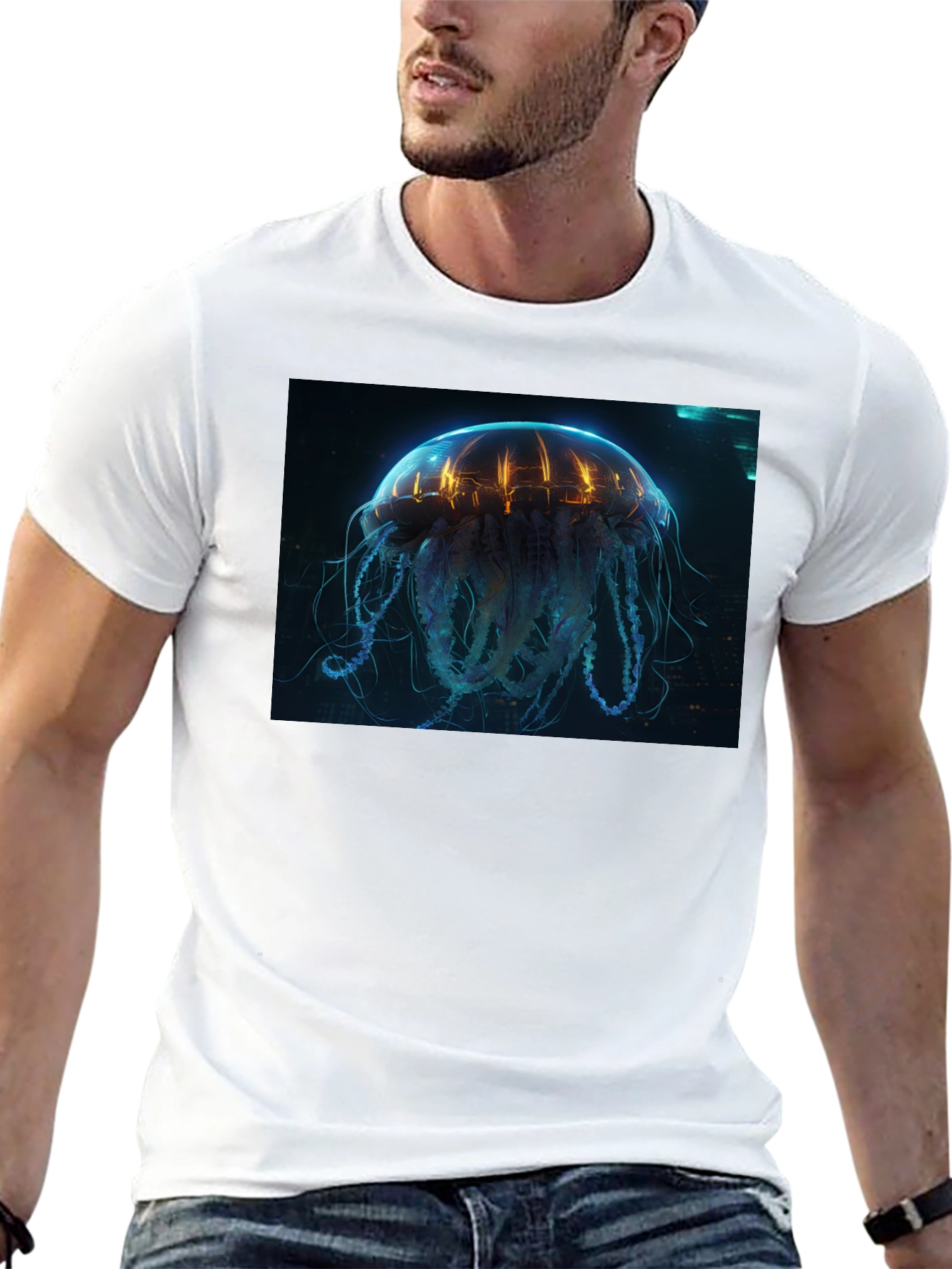 Cyberpunk Jellyfish Graphic Tee - Sci-Fi Style Shirt