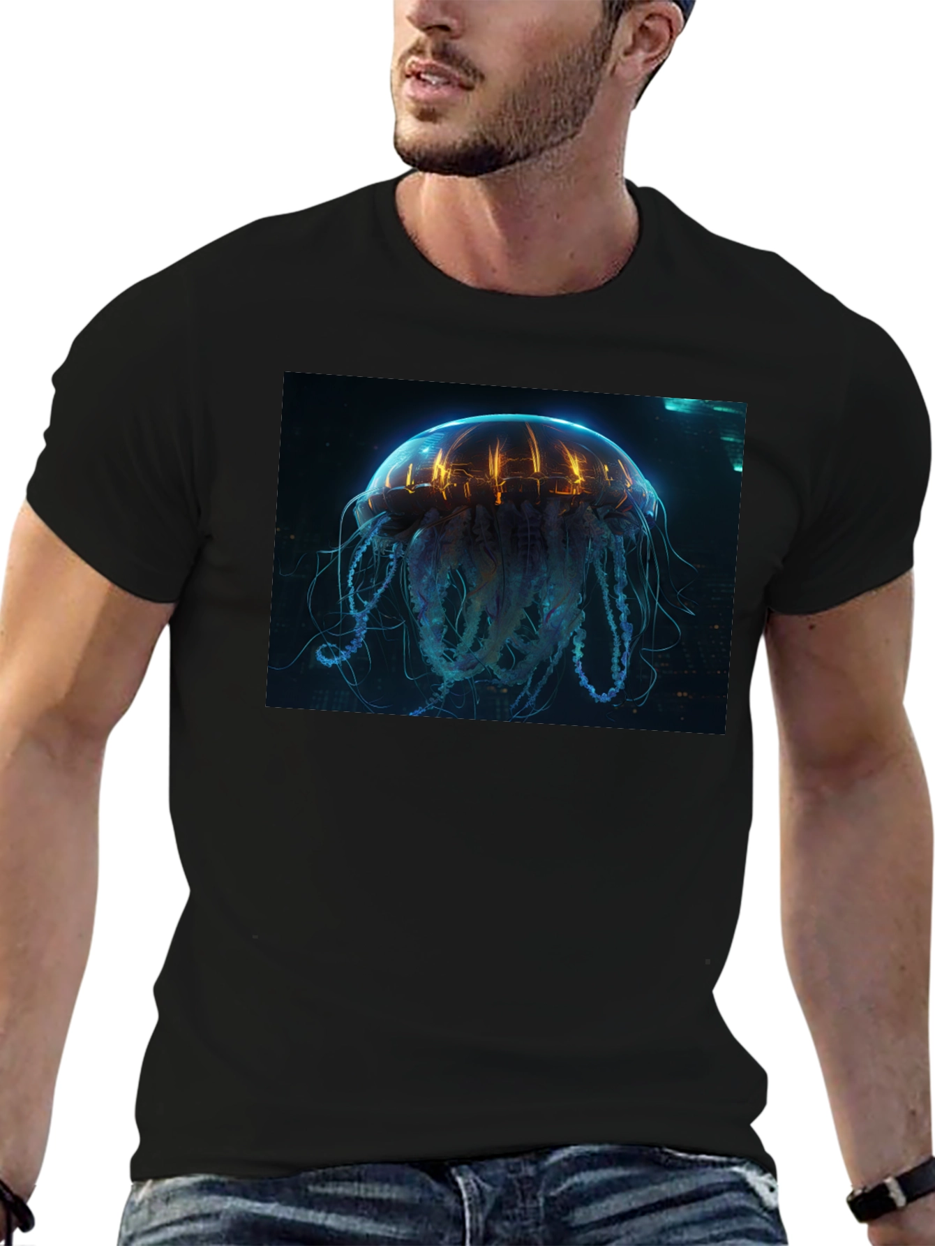 Cyberpunk Jellyfish Graphic Tee - Sci-Fi Style Shirt