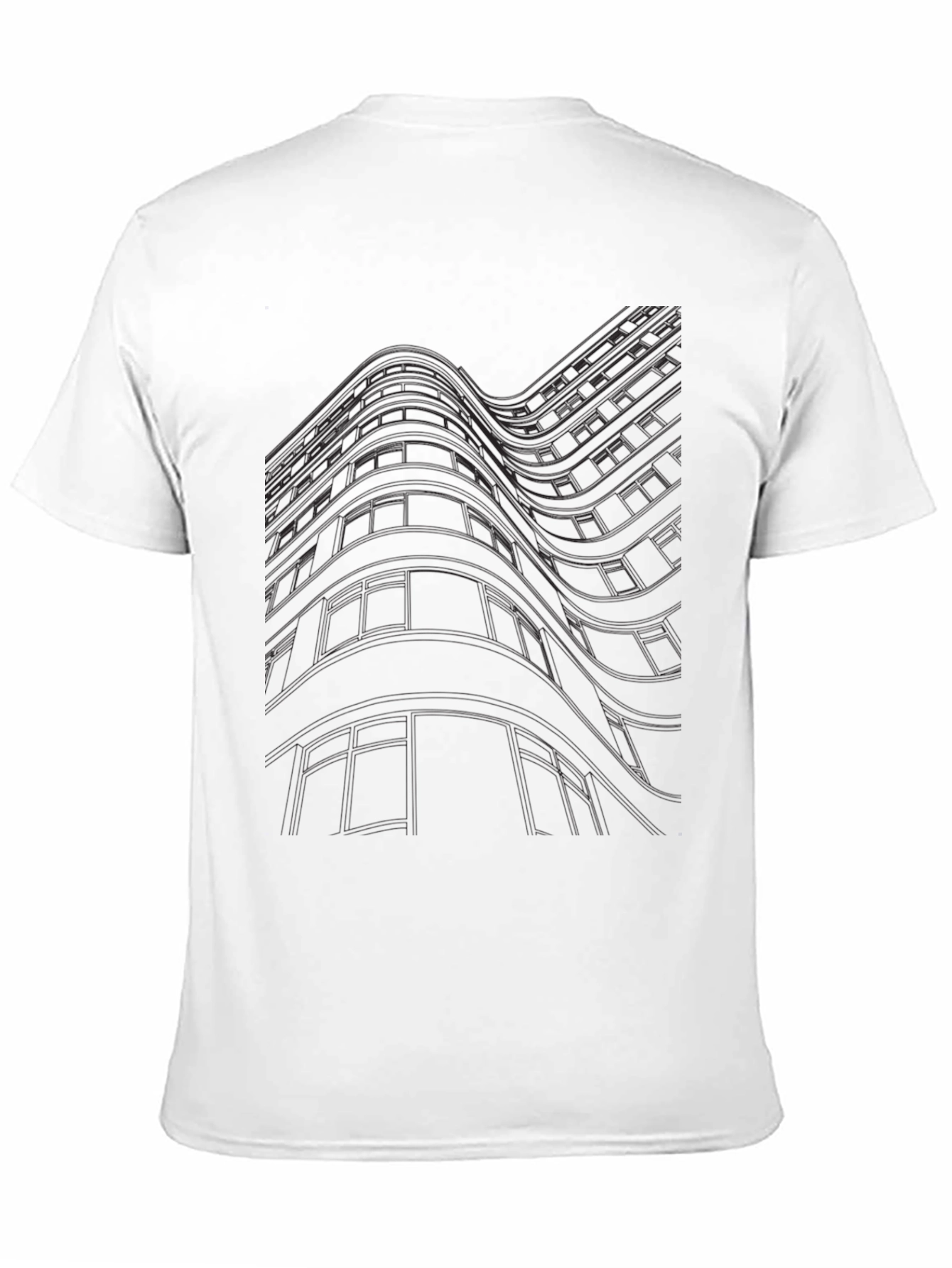 Modern Abstract Building Line Art Black T-Shirt