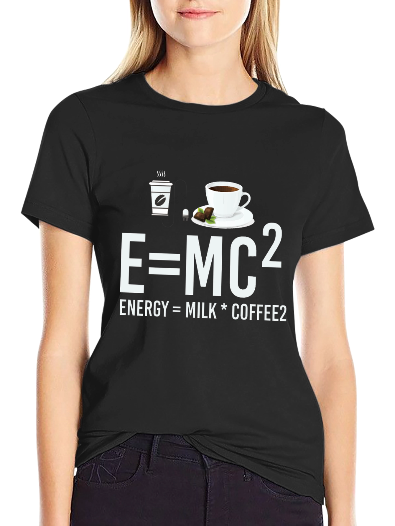 E=MC² Coffee T-Shirt - Energy Milk Coffee Pun Tee