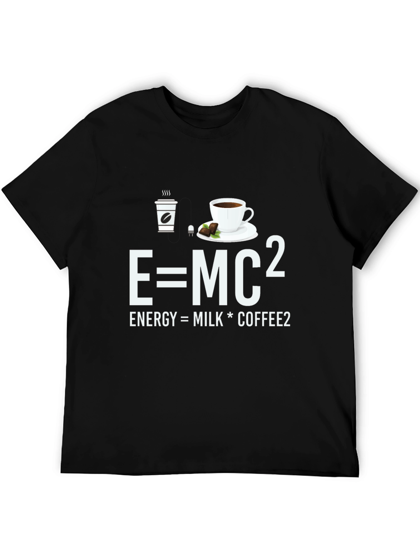 E=MC² Coffee T-Shirt - Energy Milk Coffee Pun Tee