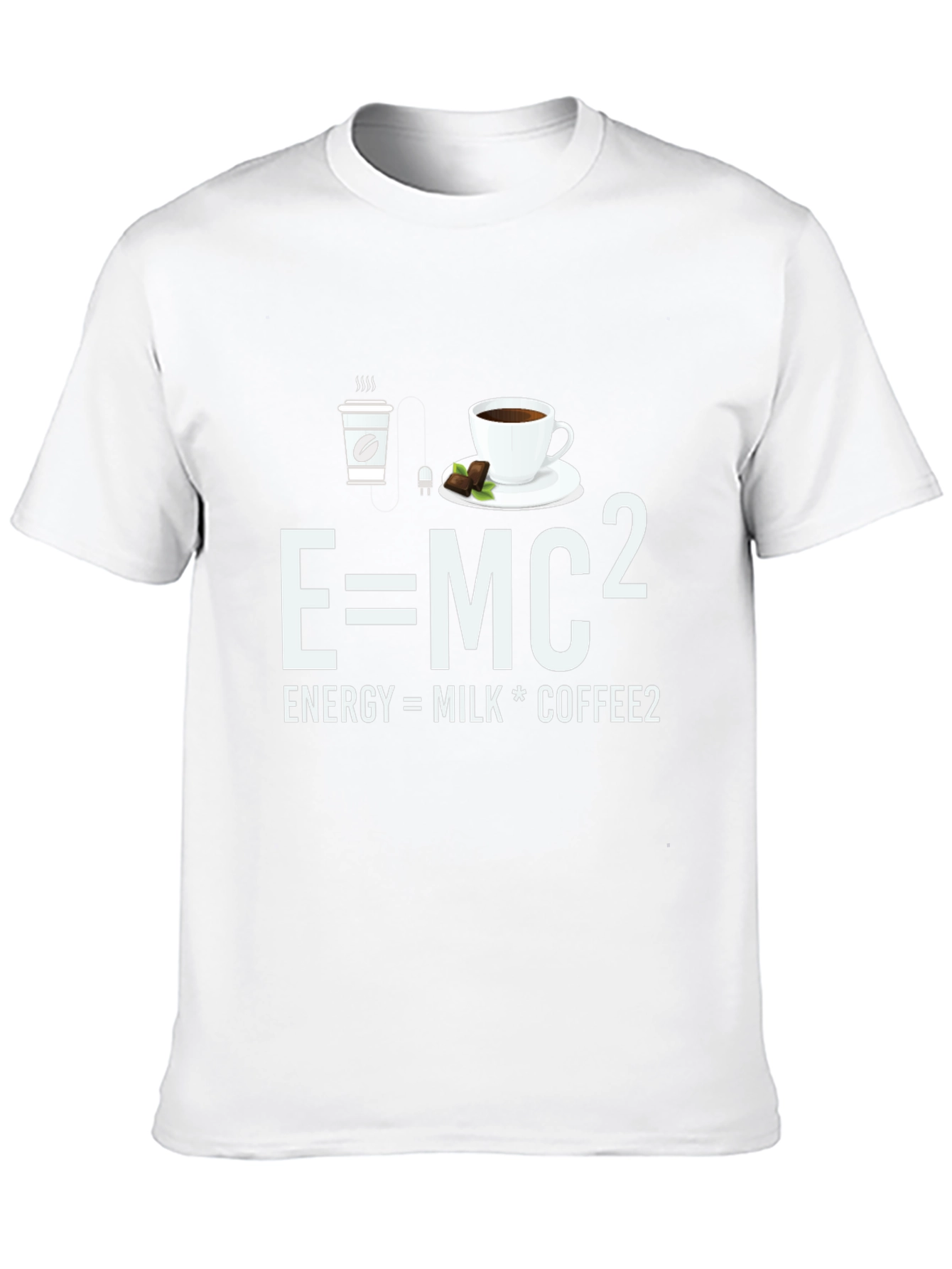 E=MC² Coffee T-Shirt - Energy Milk Coffee Pun Tee