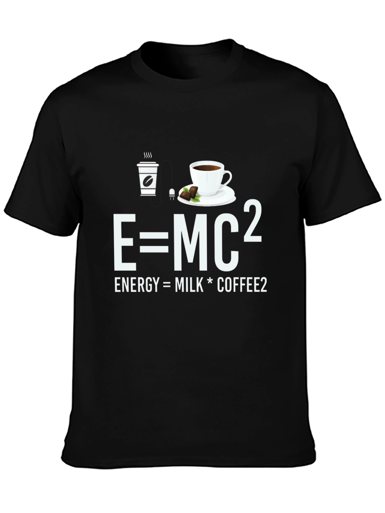 E=MC² Coffee T-Shirt - Energy Milk Coffee Pun Tee