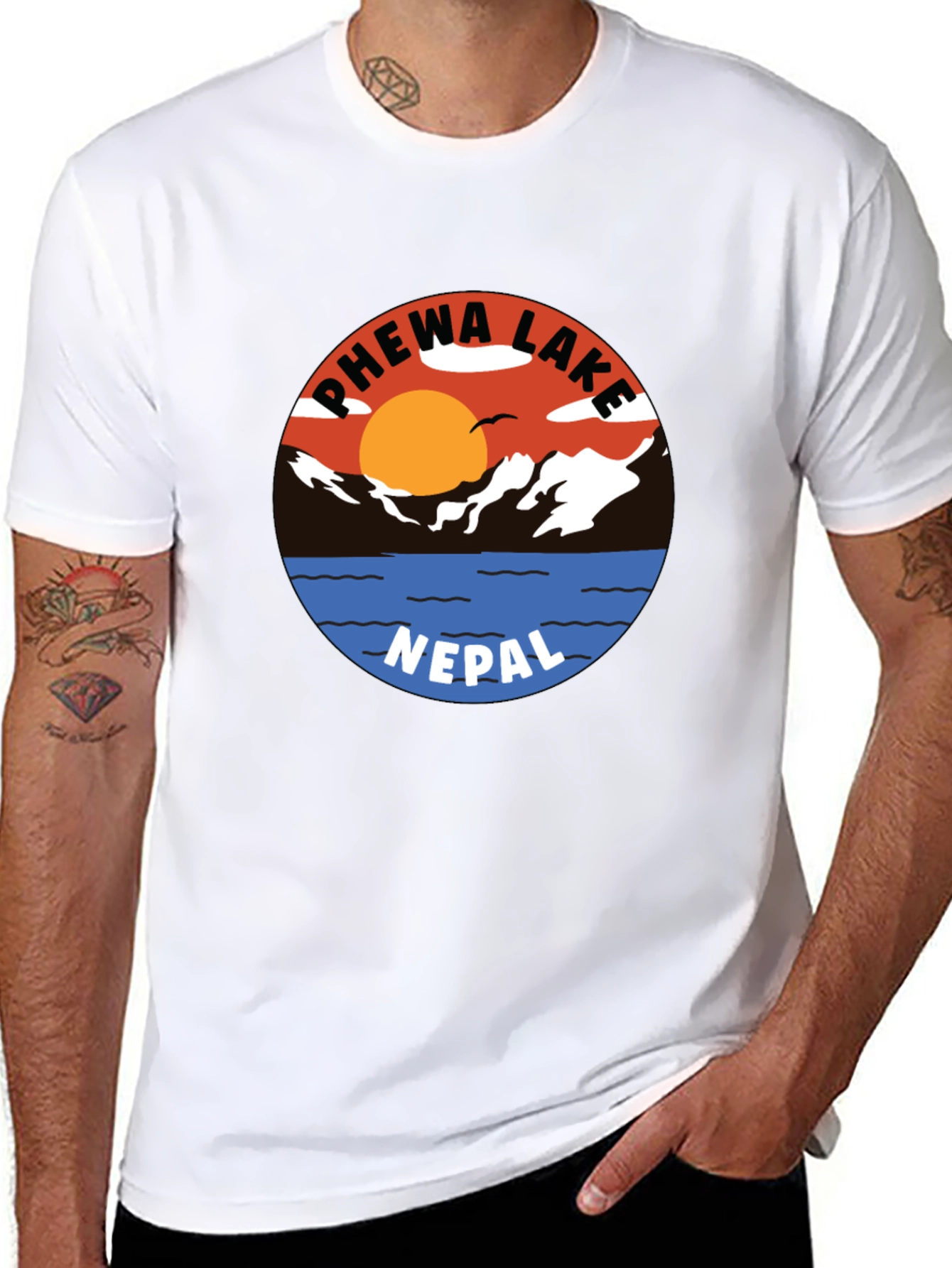 Phewa Lake Nepal Graphic Tee - Nature Lovers T-Shirt