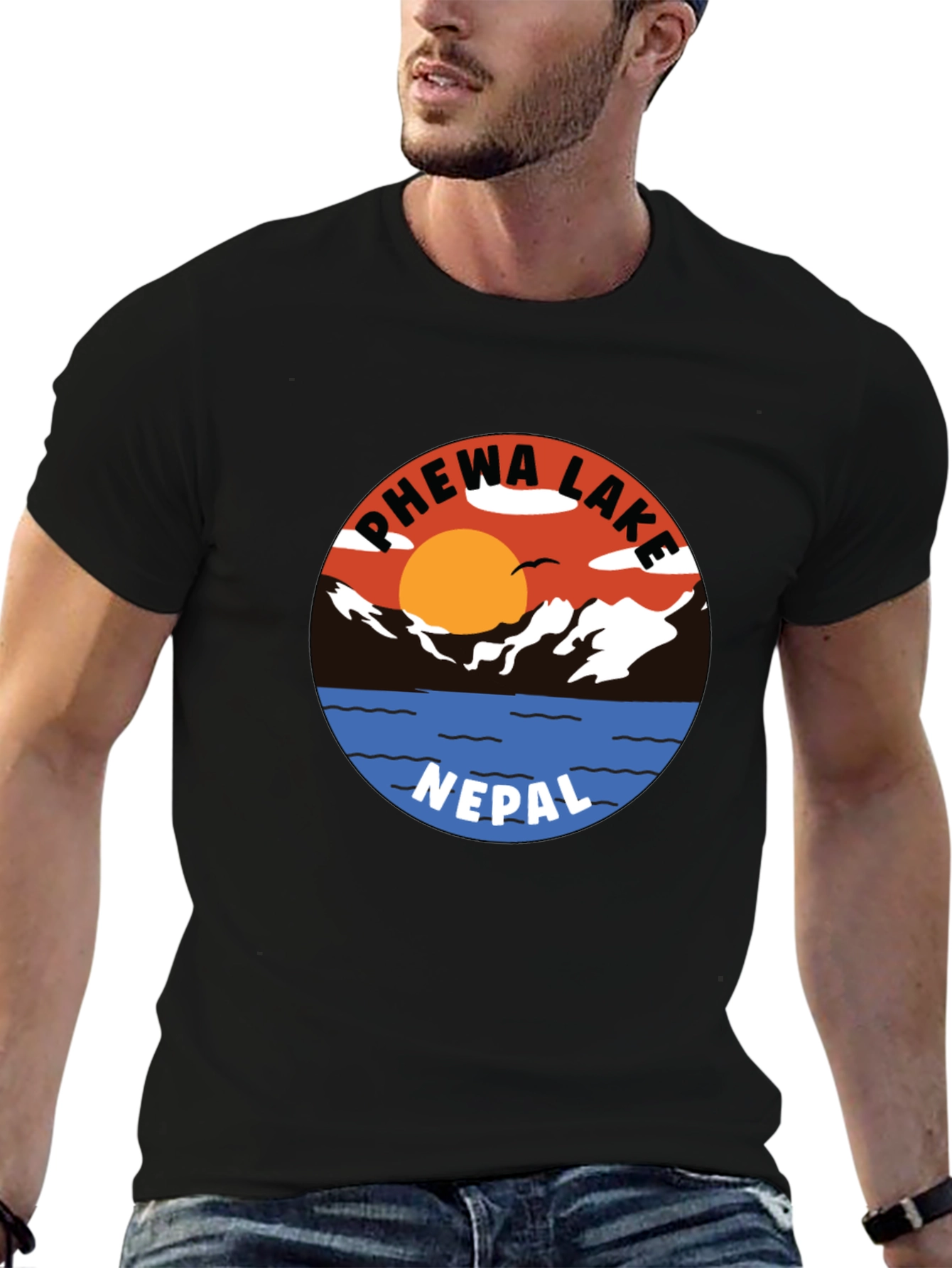Phewa Lake Nepal Graphic Tee - Nature Lovers T-Shirt