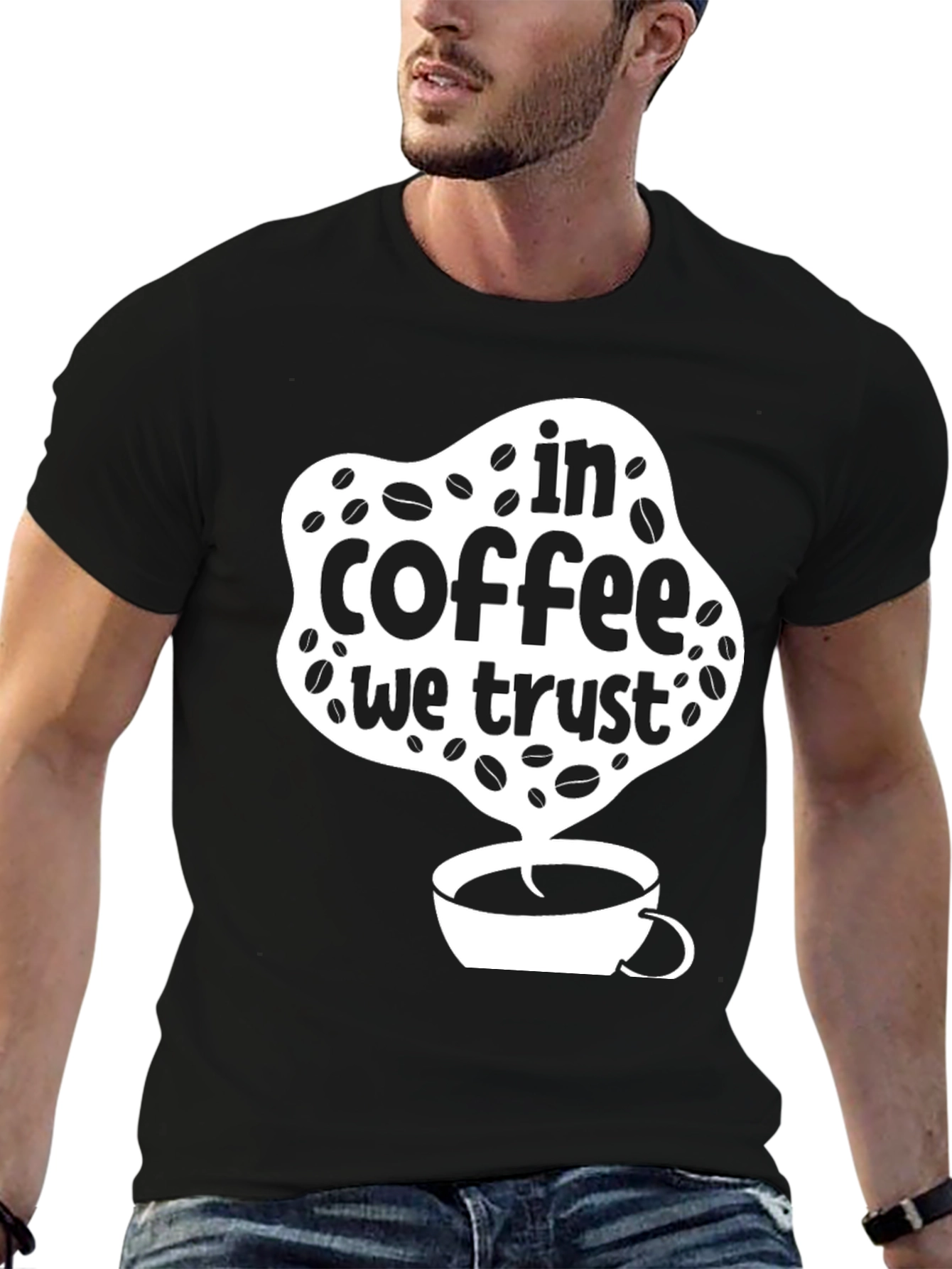 In Coffee We Trust Graphic Tee - Black