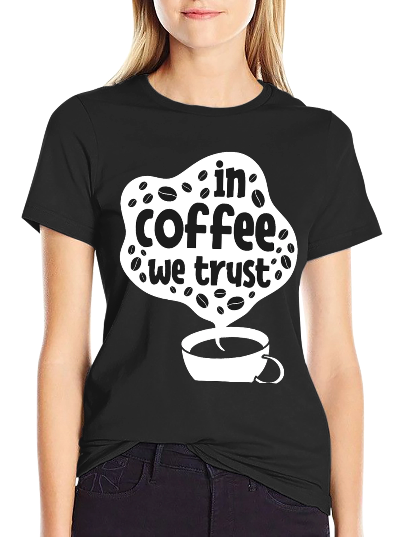 In Coffee We Trust Graphic Tee - Black