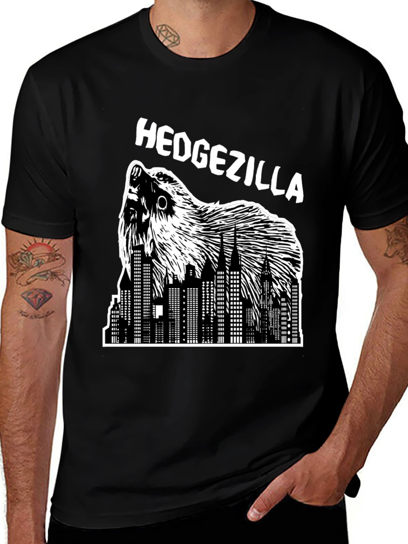 Hedgezilla Black Graphic T-Shirt