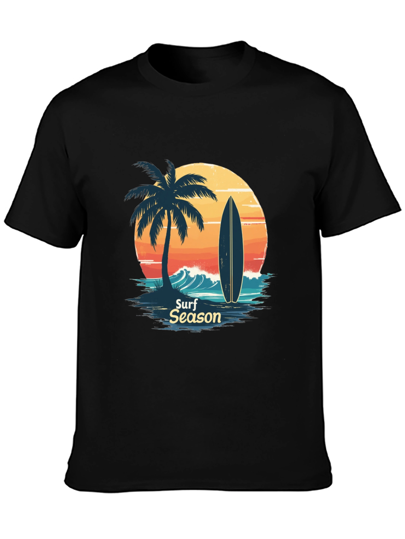 Surf Season Graphic Tee - Mens Black T-Shirt