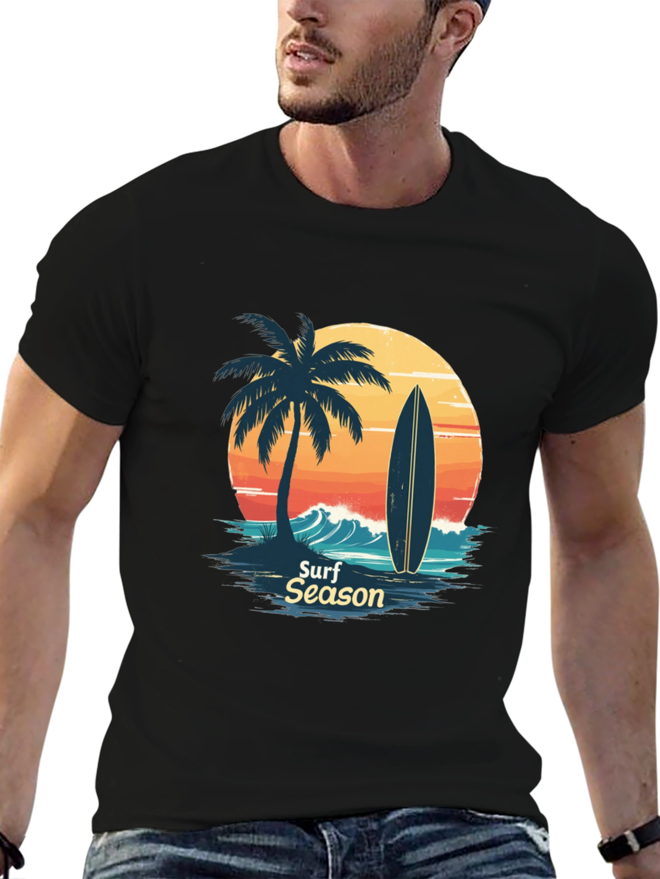 Surf Season Graphic Tee - Mens Black T-Shirt
