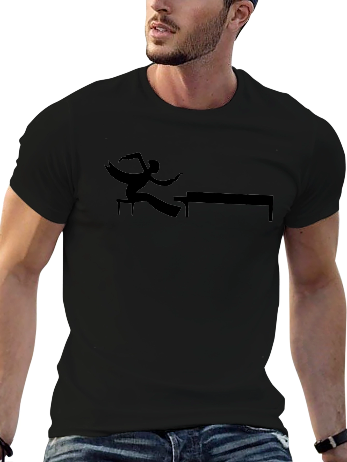 Silhouette Piano T-Shirt - Black Graphic Tee