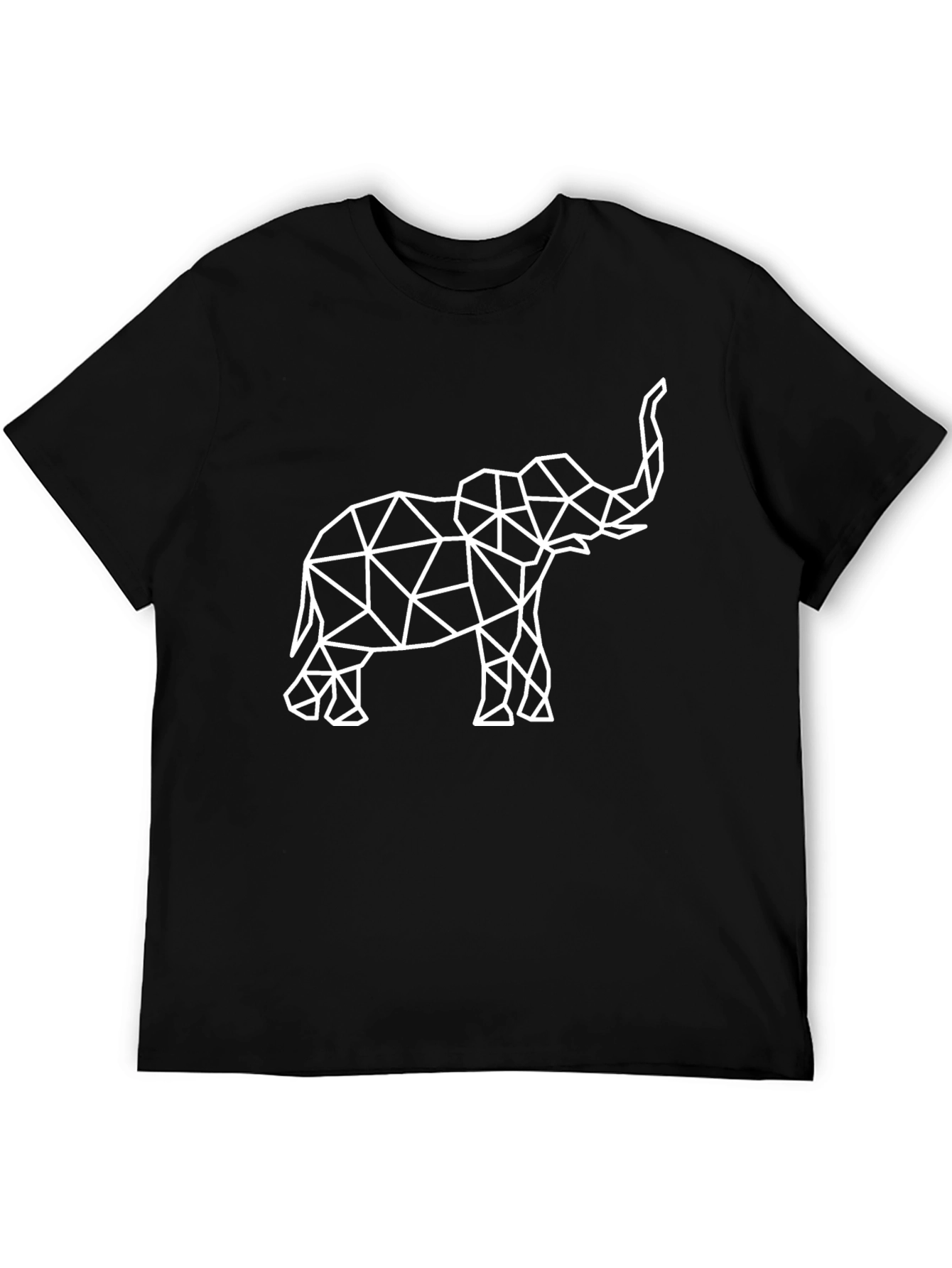 Geometric Elephant Graphic Tee - Black Cotton T-Shirt