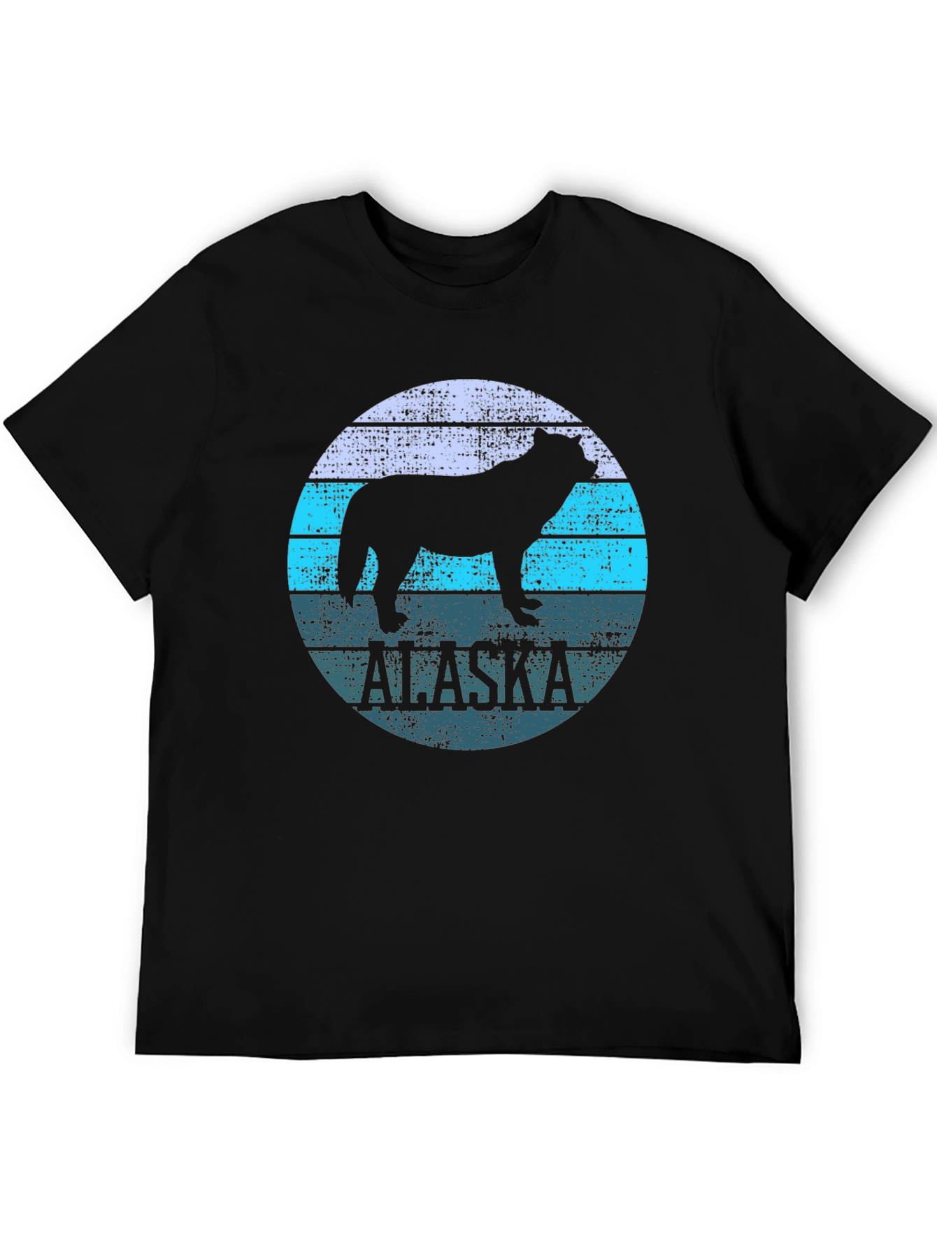 Alaska Wolf Graphic Print Black T-Shirt