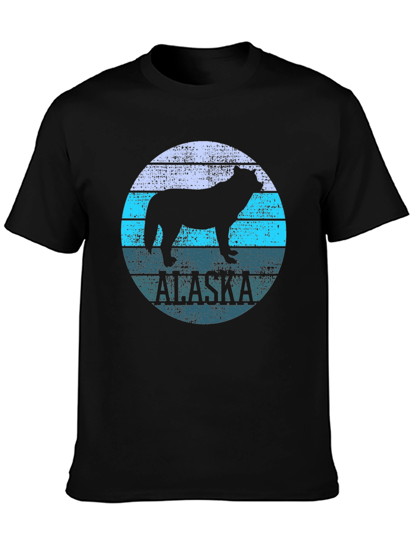 Alaska Wolf Graphic Print Black T-Shirt