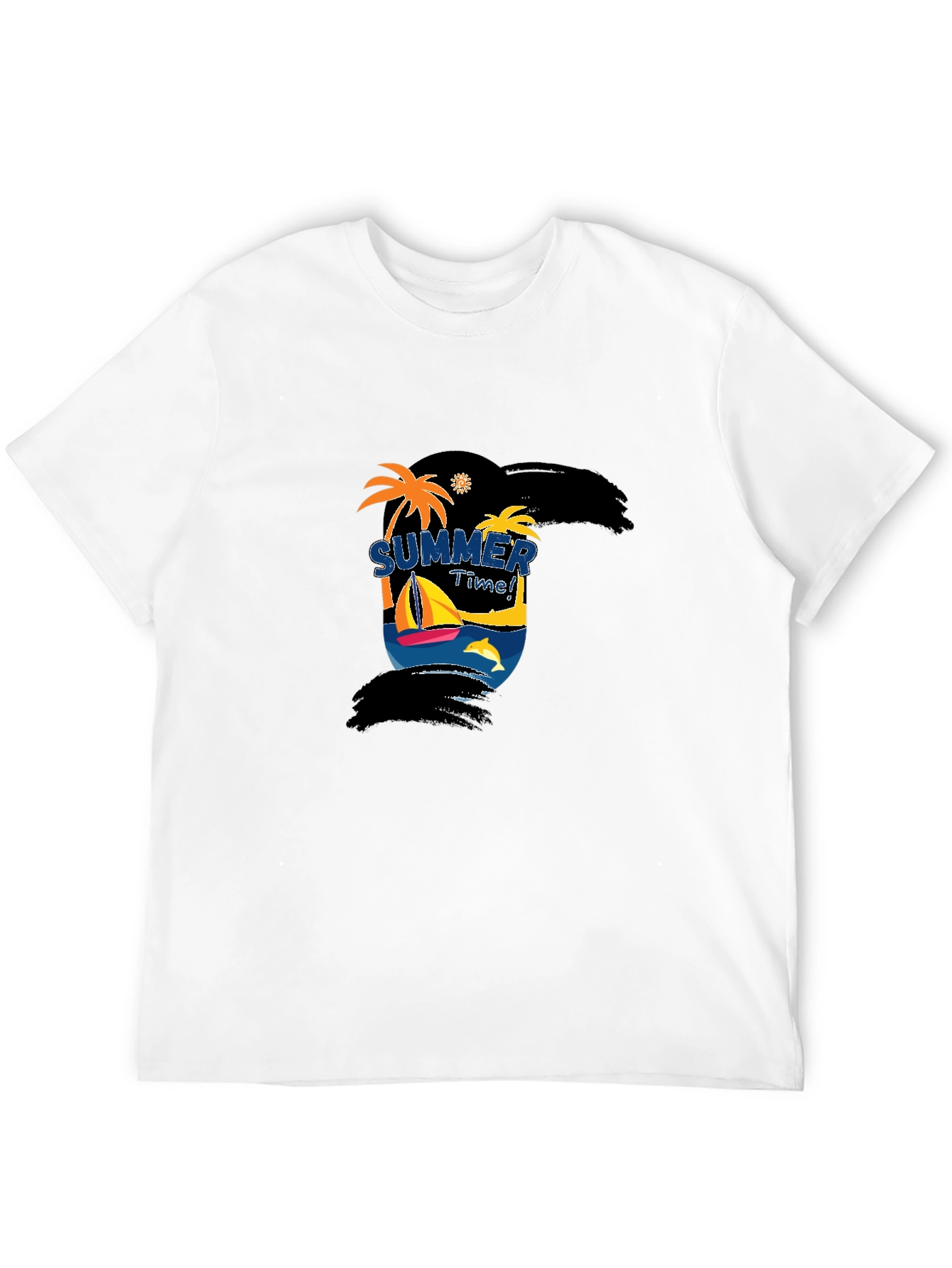 Summer Time Graphic Black T-Shirt