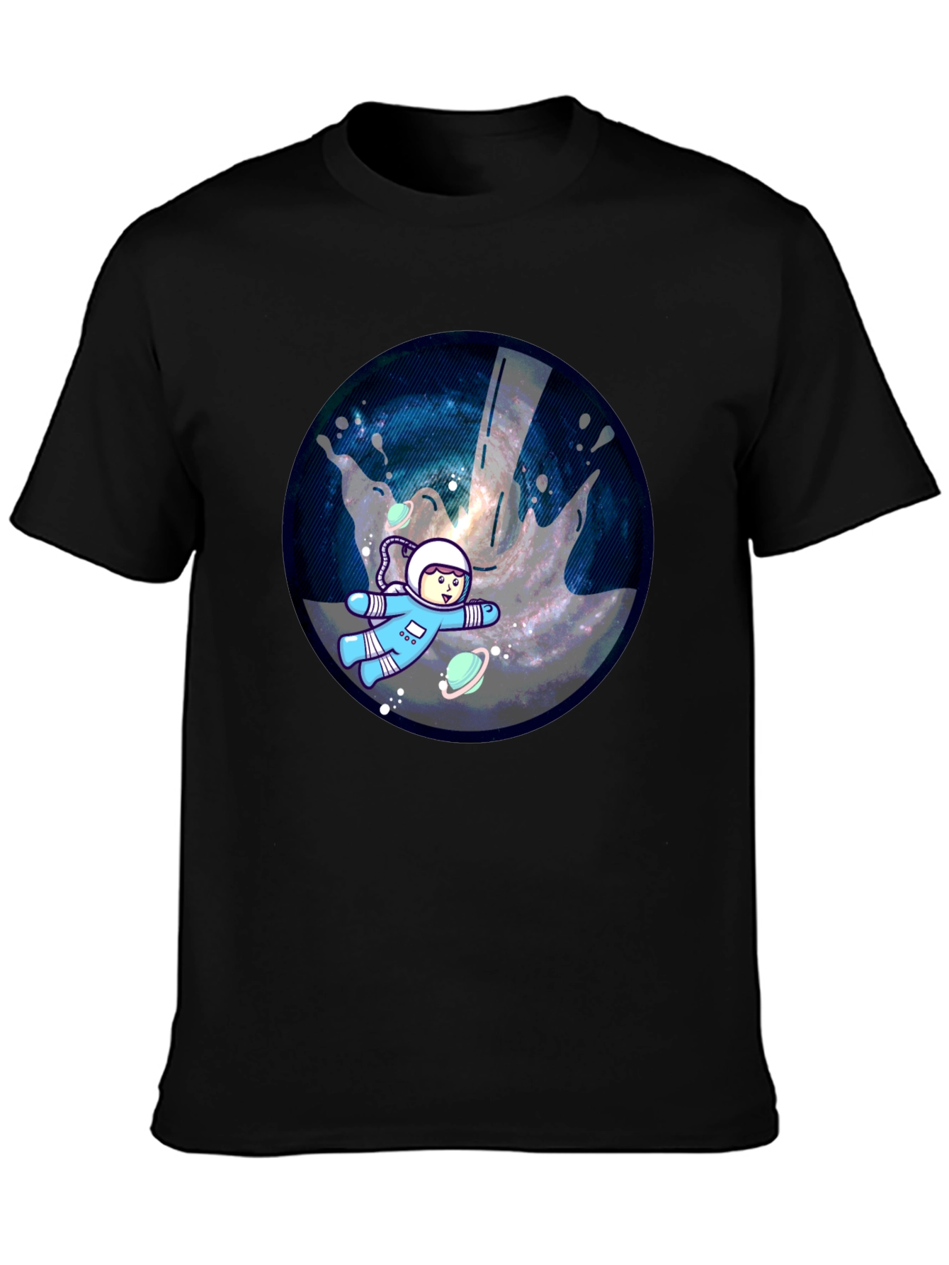 Cosmic Astronaut Graphic T-Shirt - Black