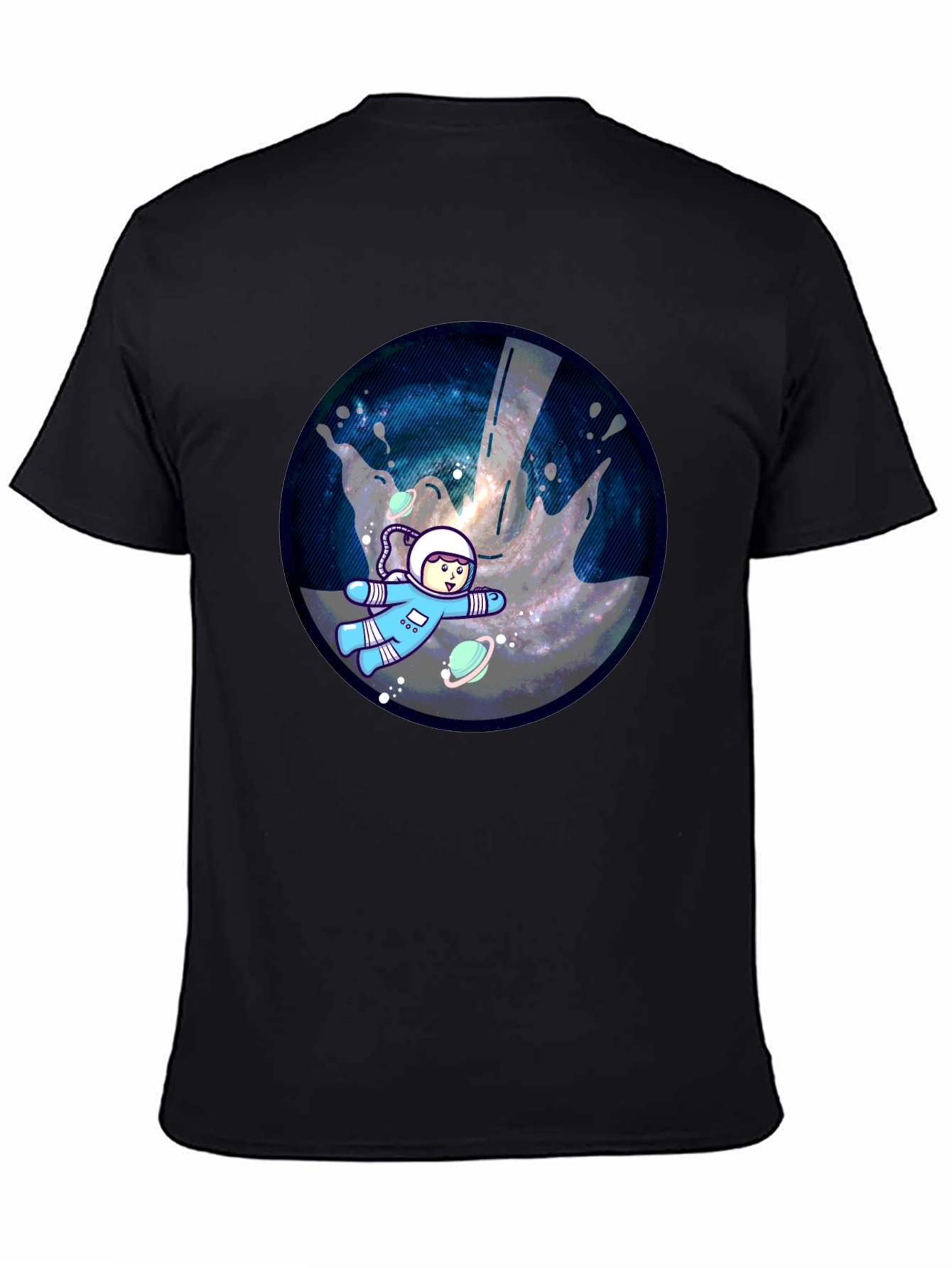 Cosmic Astronaut Graphic T-Shirt - Black