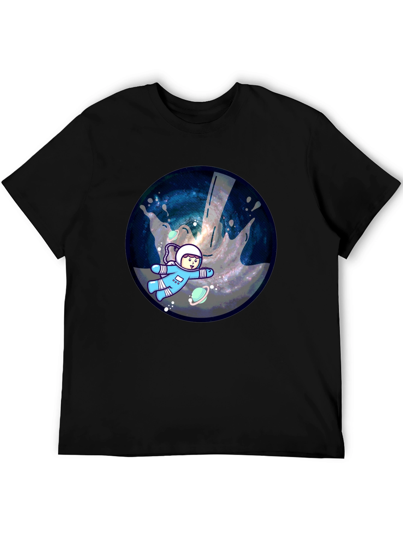 Cosmic Astronaut Graphic T-Shirt - Black