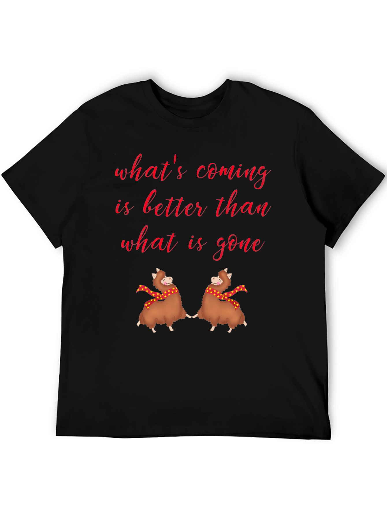 Whimsical Alpaca Graphic Tee - Whats Coming is Better!