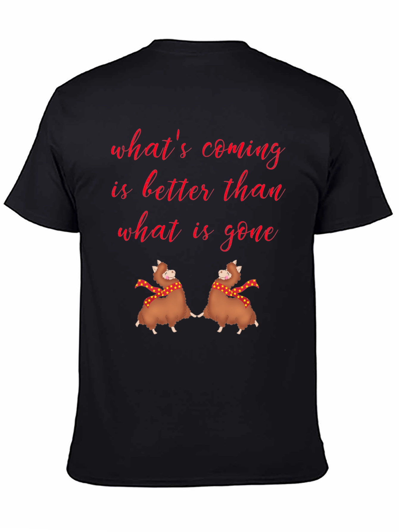 Whimsical Alpaca Graphic Tee - Whats Coming is Better!