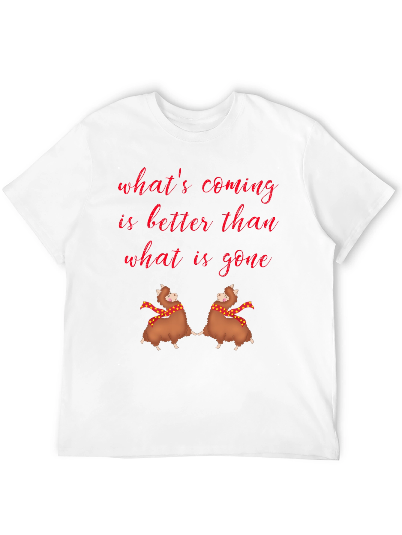 Whimsical Alpaca Graphic Tee - Whats Coming is Better!
