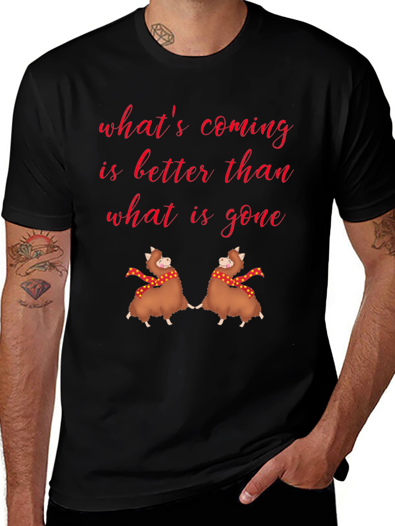 Whimsical Alpaca Graphic Tee - Whats Coming is Better!