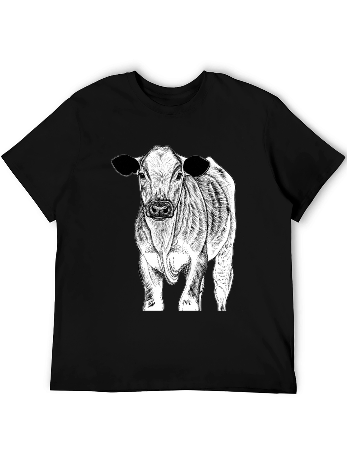 Cow Graphic Tee - Black Cotton Blend