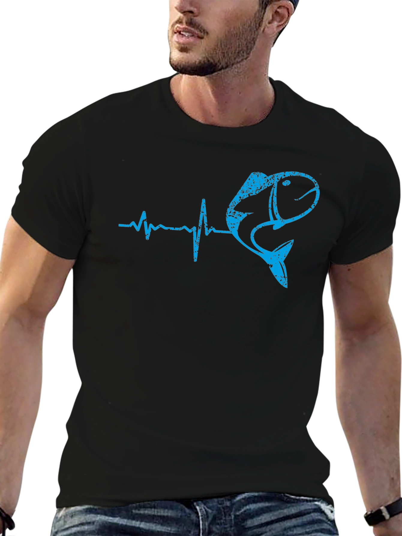 Fishing Heartbeat T-Shirt - Bass Fisherman Tee