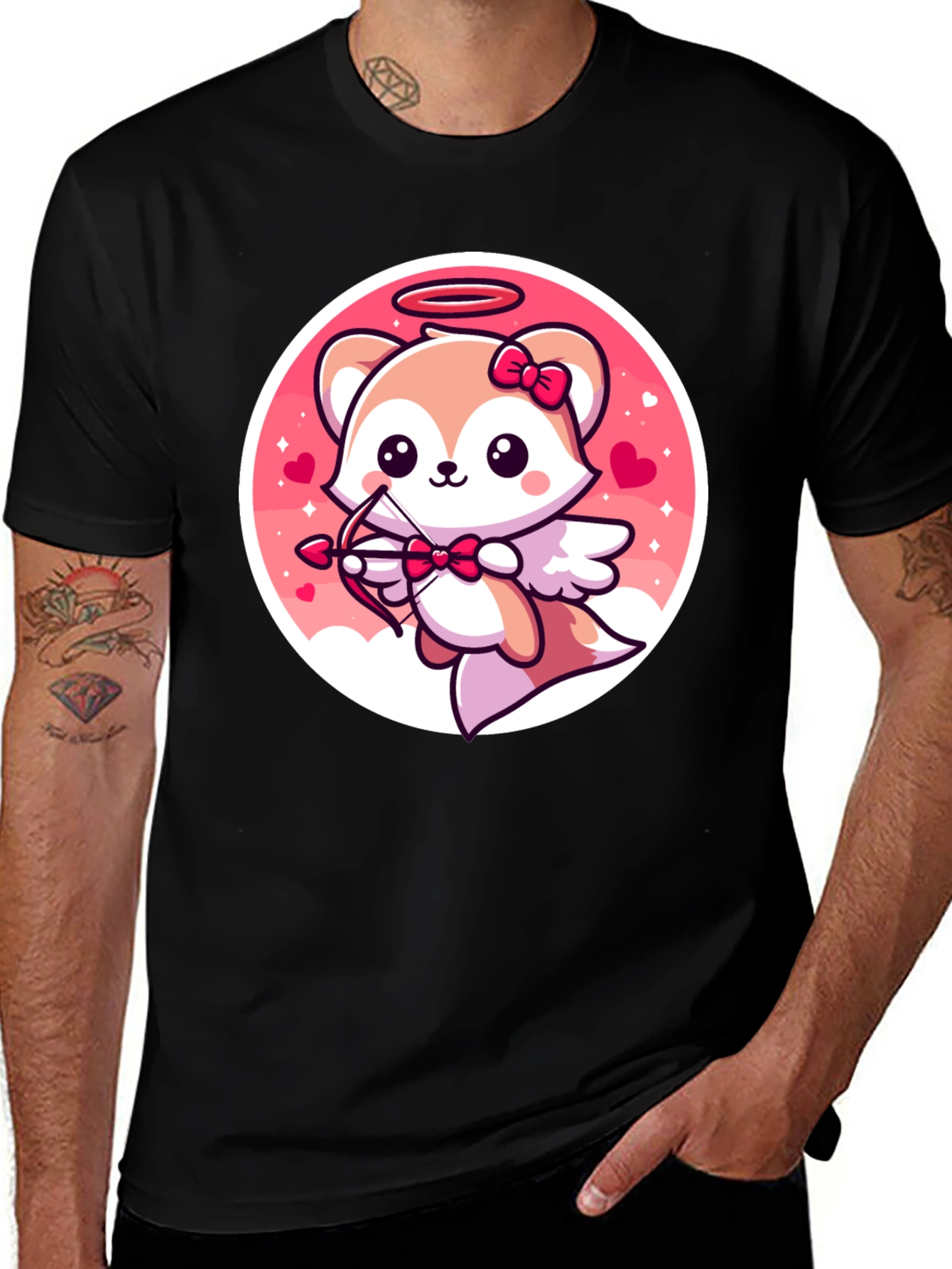 Cute Valentines Fox Cupid Graphic Tee