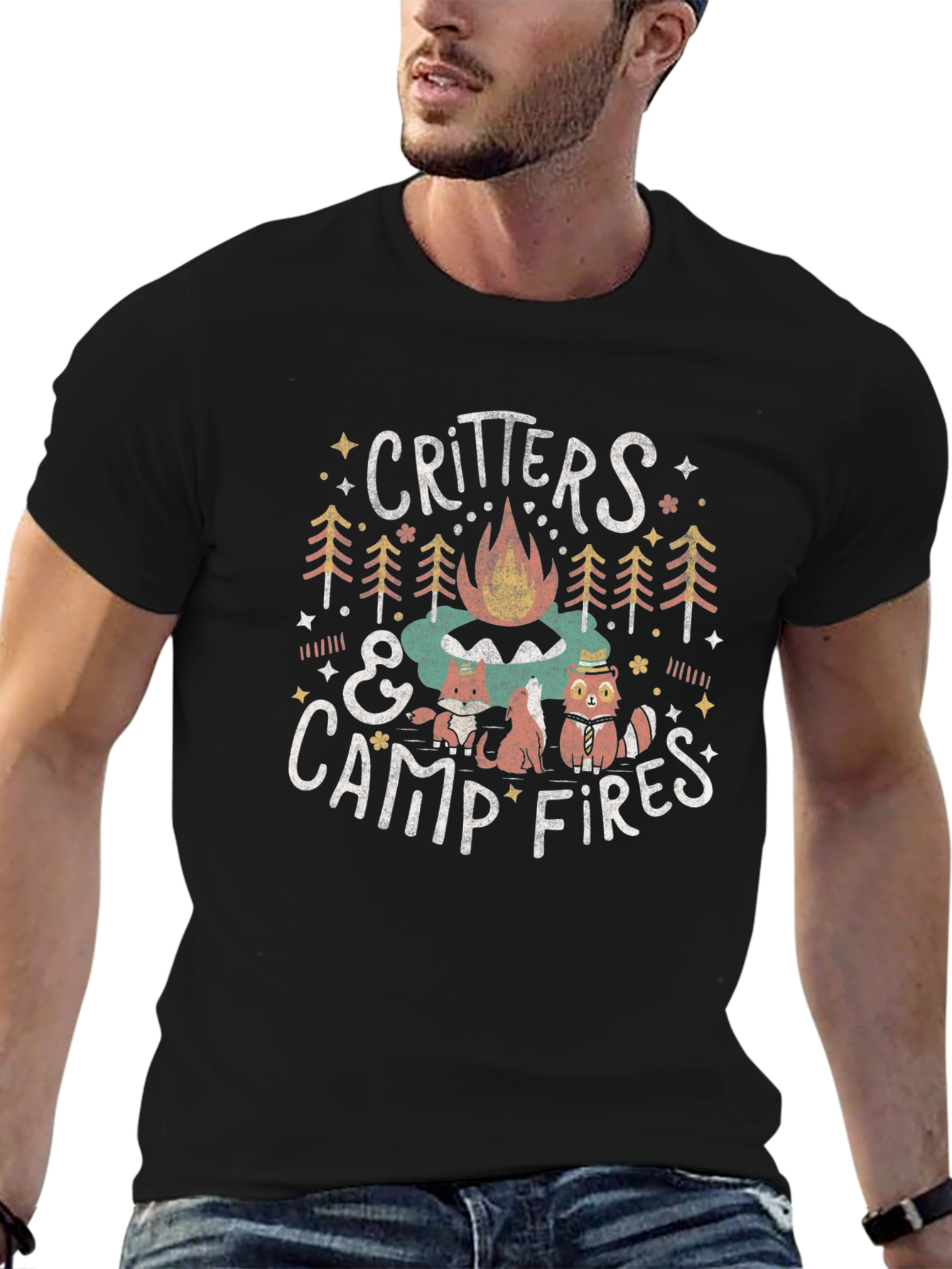Critters & Campfires Graphic T-Shirt - Cozy Camping Style