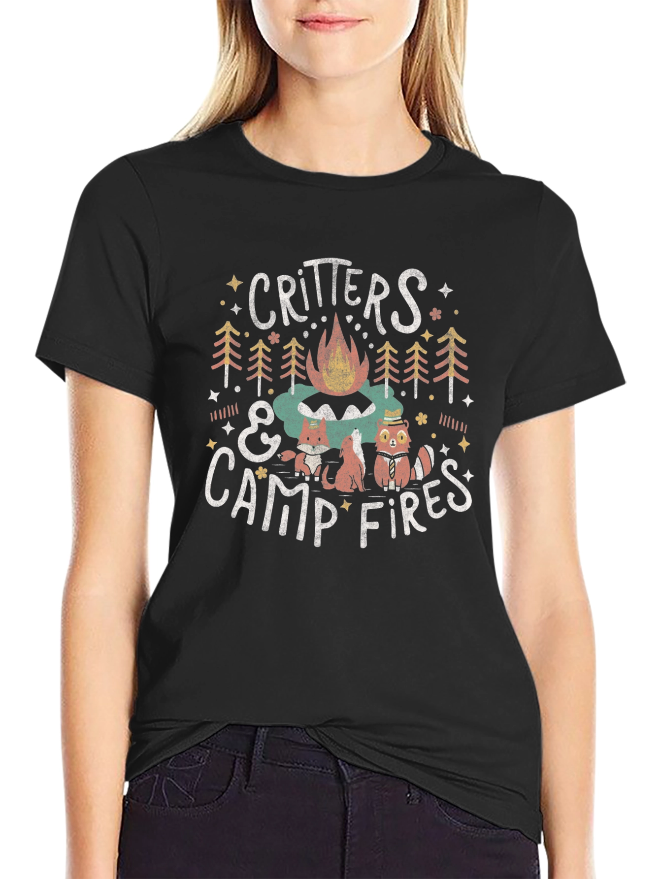 Critters & Campfires Graphic T-Shirt - Cozy Camping Style
