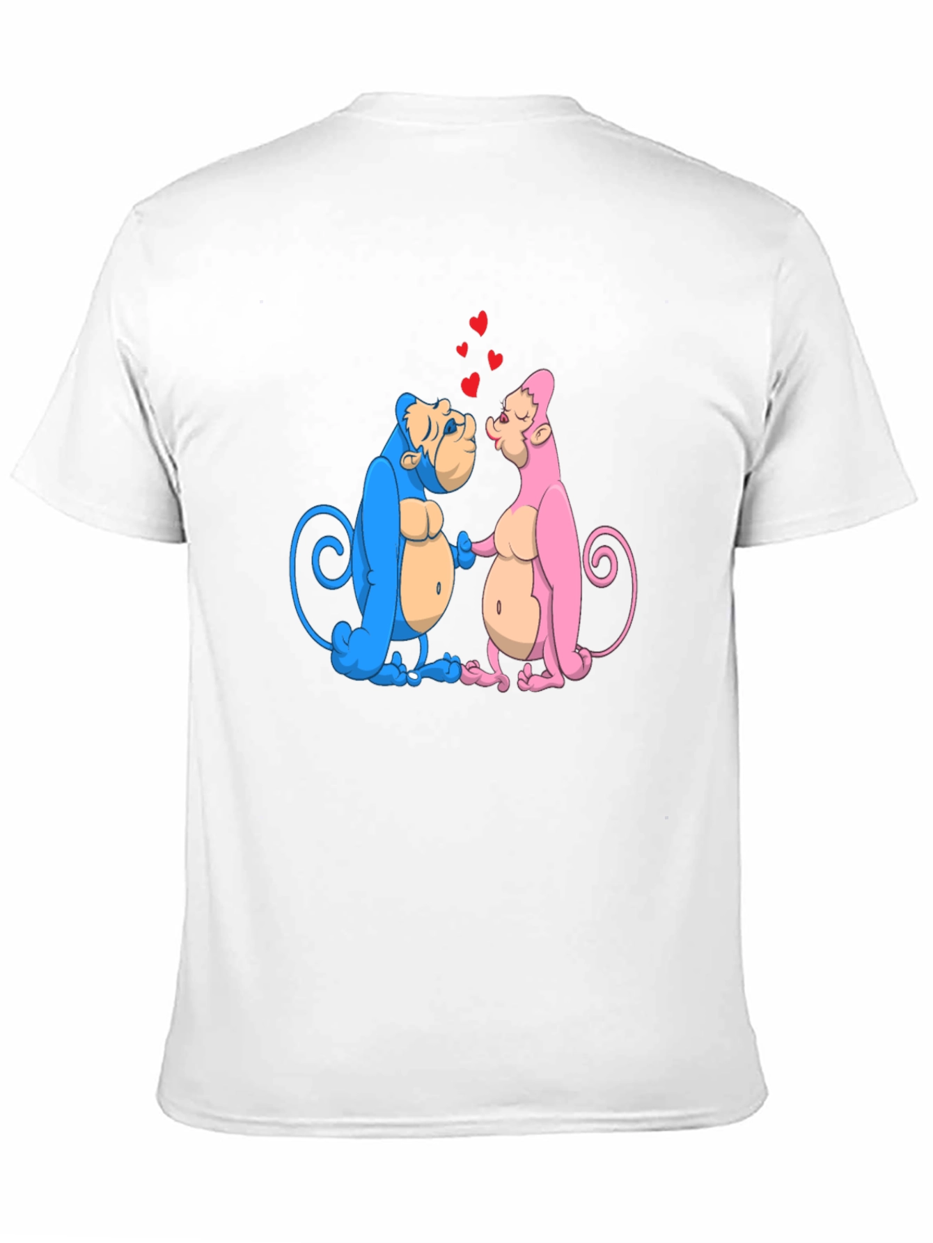 Kissing Monkeys Graphic Tee - Black Cotton Blend Shirt