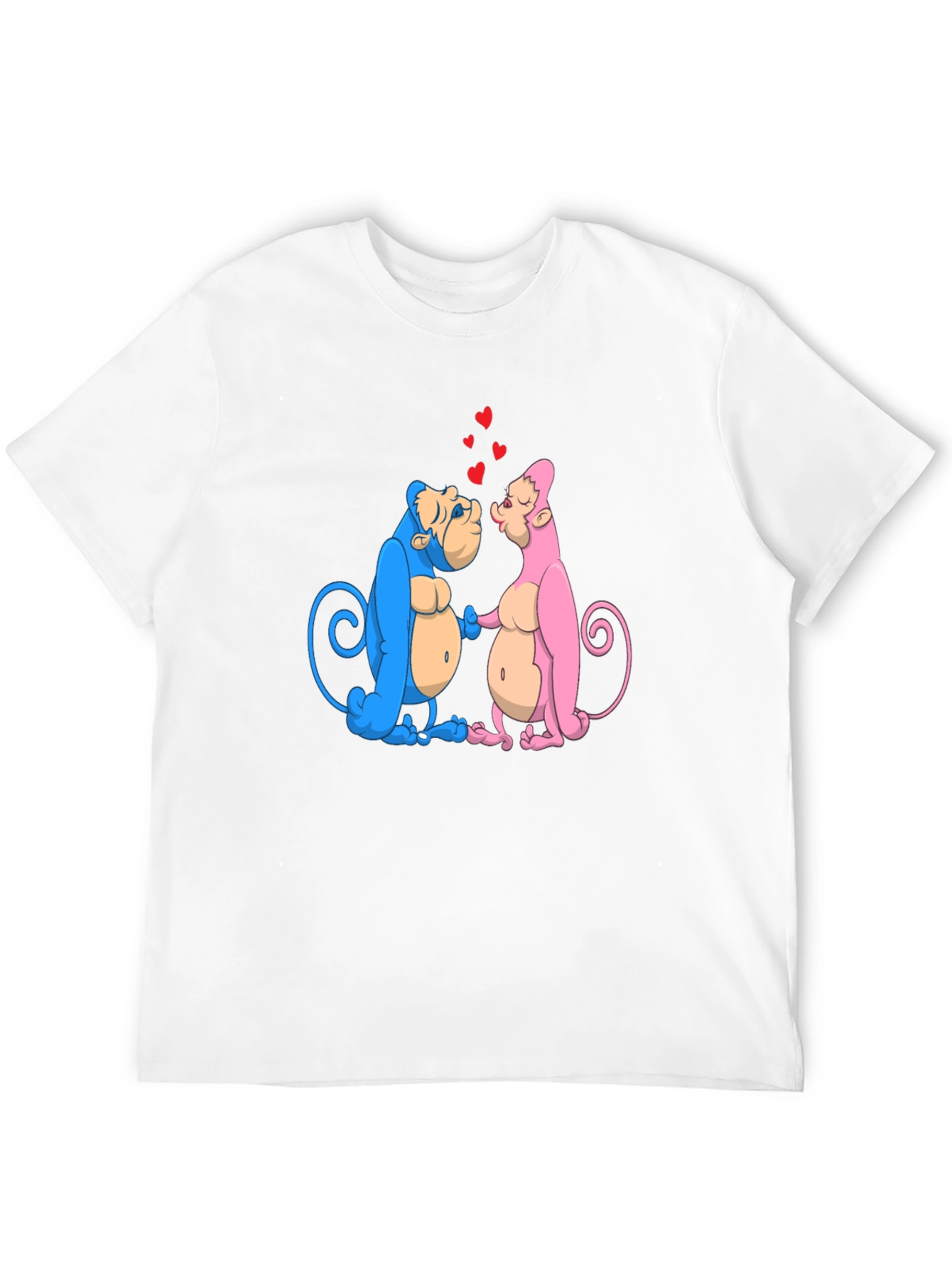 Kissing Monkeys Graphic Tee - Black Cotton Blend Shirt