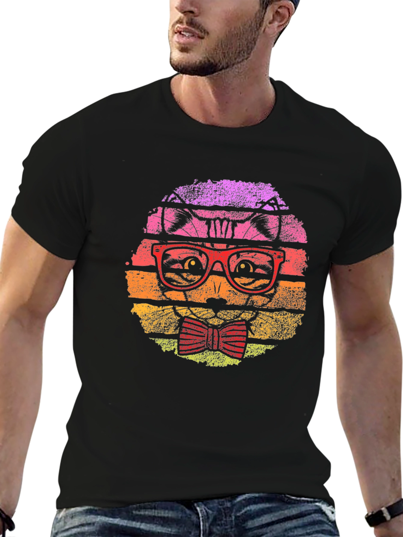 Retro Cat T-Shirt: Hipster Style for Cat Lovers